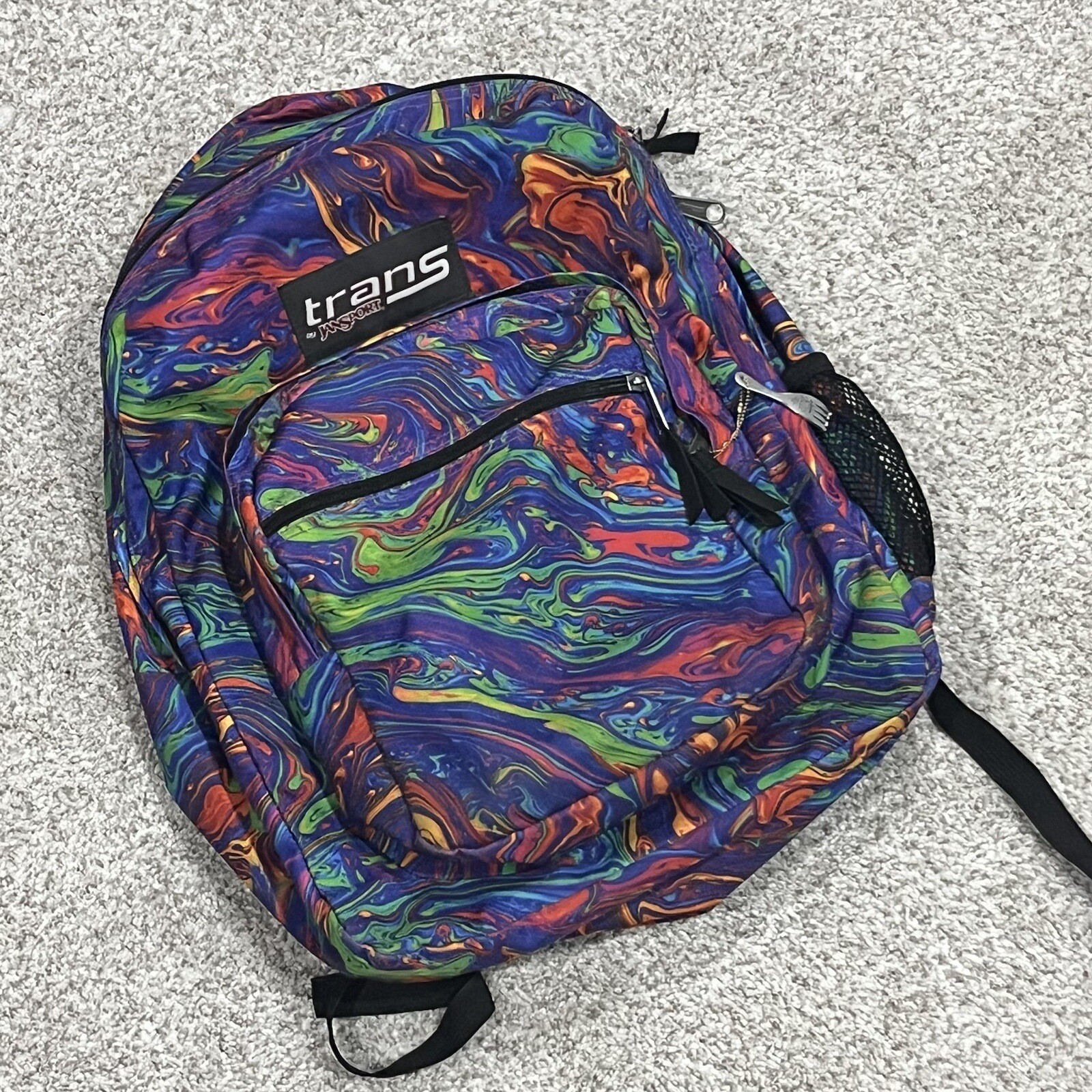 Trans JanSport Backpack Tie Dye Swirl Colorful Black School Bag 15 Laptop Sleeve