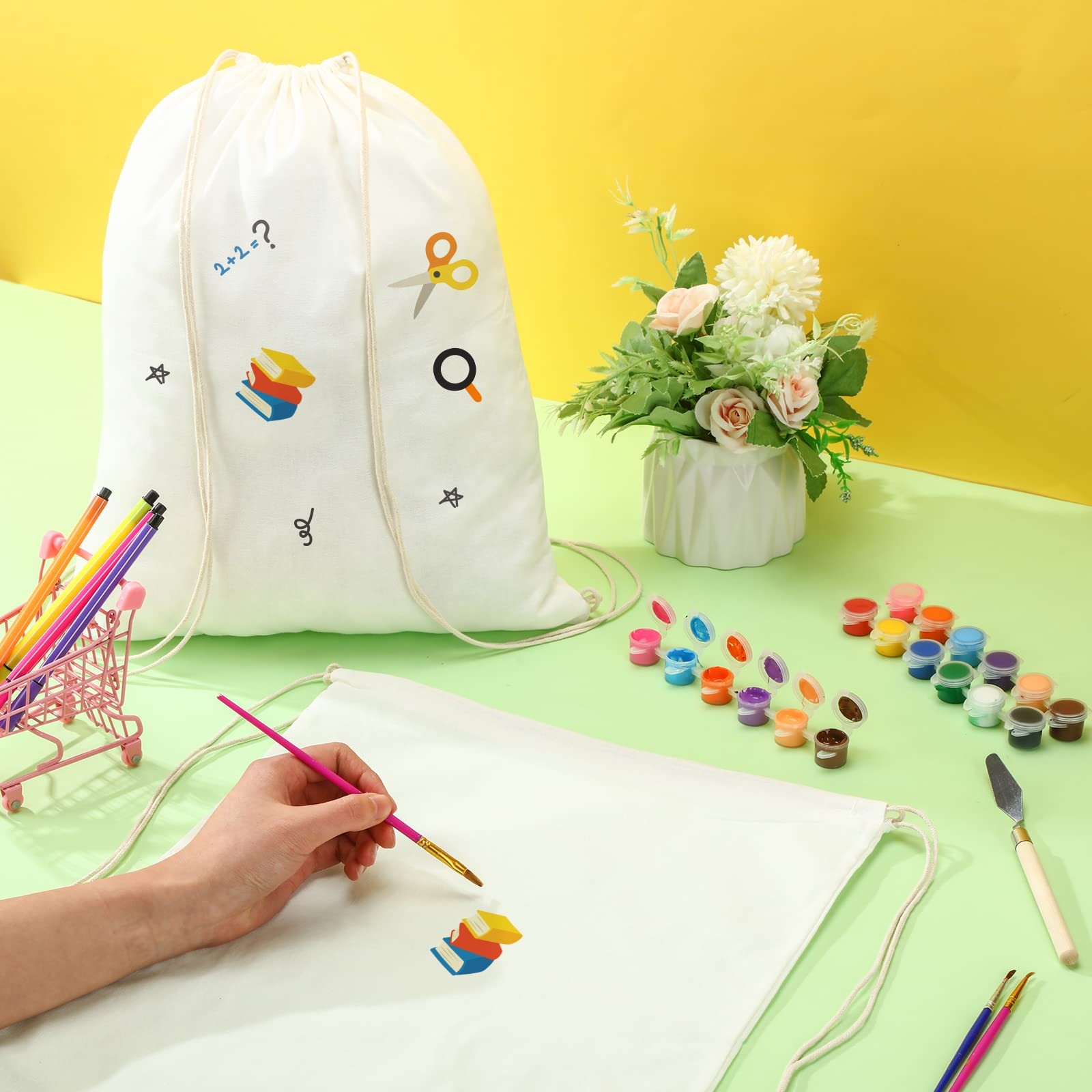 24 Pcs Tie Dye Drawstring Bags Cotton Sublimation Blank Backpack Bulk Tie Dye…