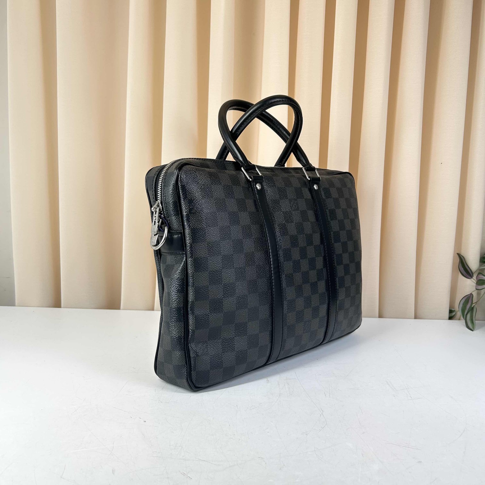 Louis Vuitton Damier Graphite Porte-Documents Briefcase Black Auth