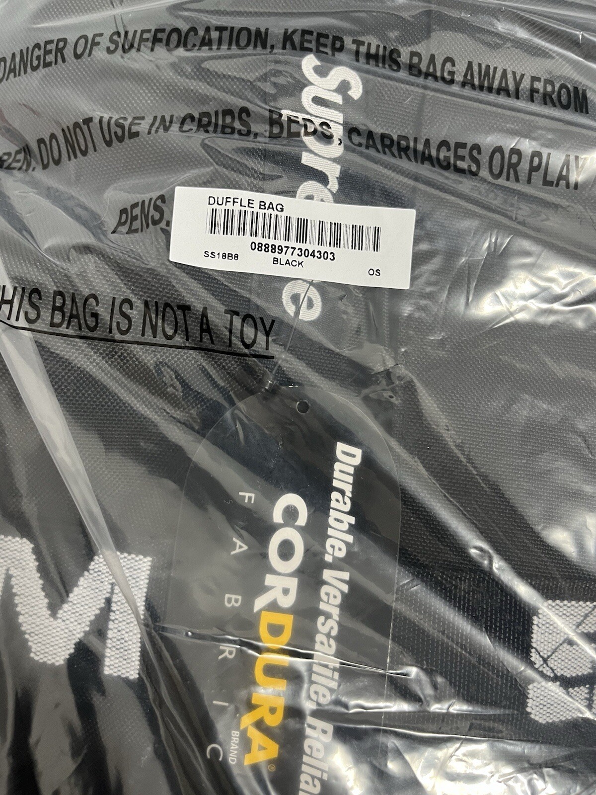 Supreme Large Duffle Bag SS18 Black Large Cordura Bag