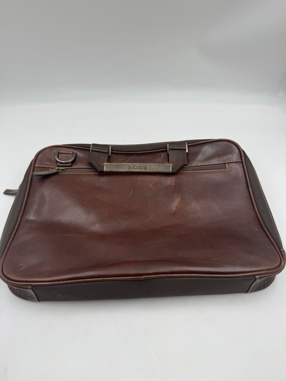 Boconi Brown Leather Messenger/Laptop Bag approx. 16×11.5×3 Adj. Shoulder Strap