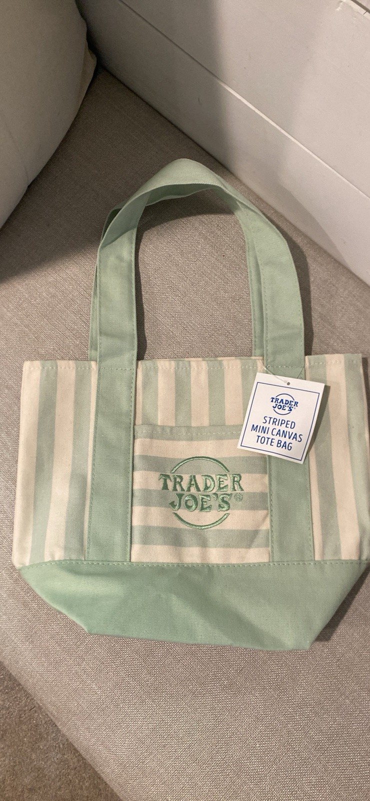 Trader Joe’s Spring 2026 Mini Pastel Green Canvas Tote Bag
