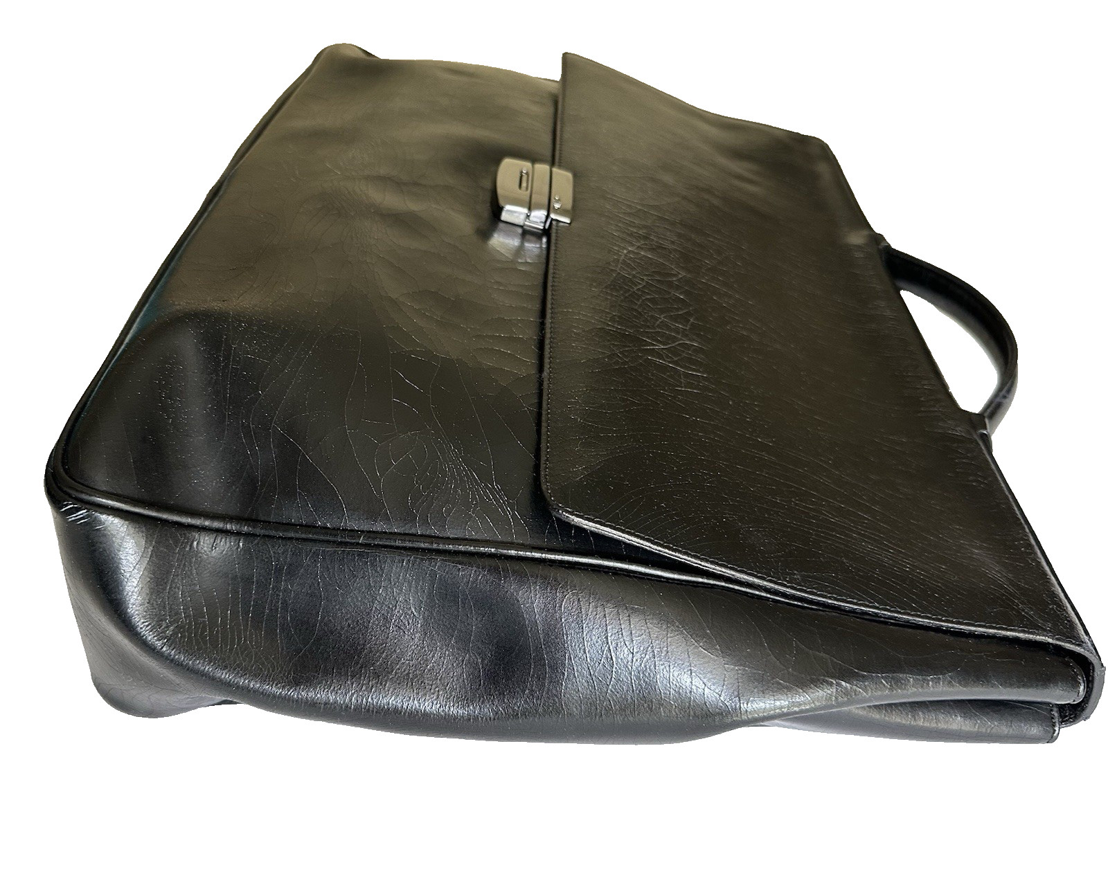 VTG EXTE Italy Black Leather 1990’s Soft Attache Briefcase Business Bag PreOwned