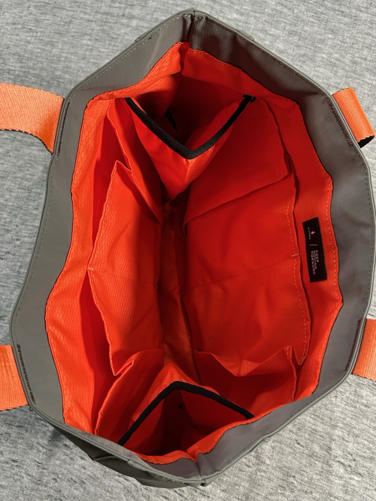 Alpaka Elements Tote Bag Gray Orange Magnetic Closure Inner Pockets Weatherproof