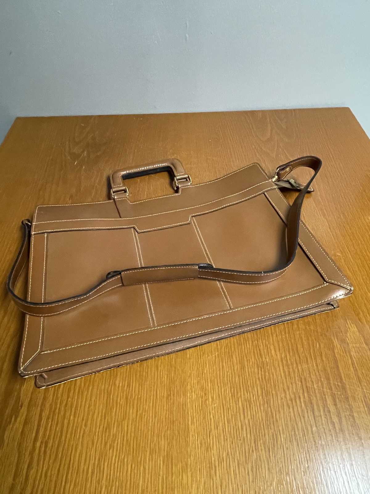 Vintage HIT Leather Briefcase Mens Shoulder Strap Portfolio Bag 90s Taiwan