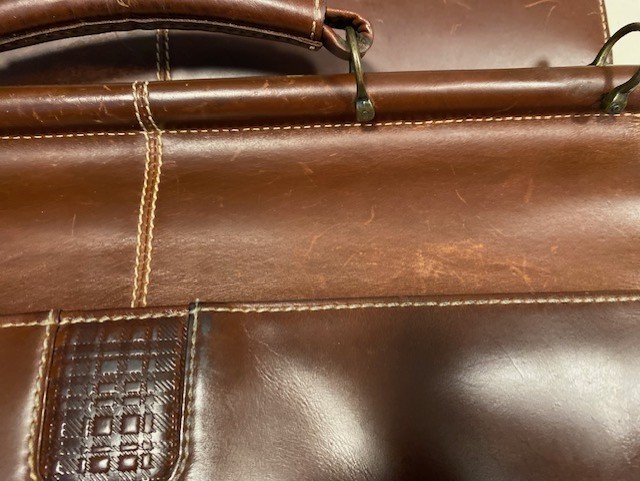 Boconi Cognac Leather Padded Briefcase w/Compartments