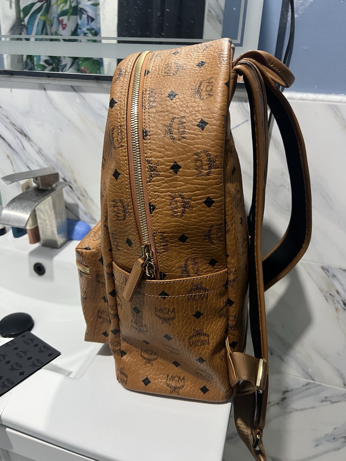 MCM Backpack Medium VISETOS COGNAC 100% Authentic W/RECEIPT