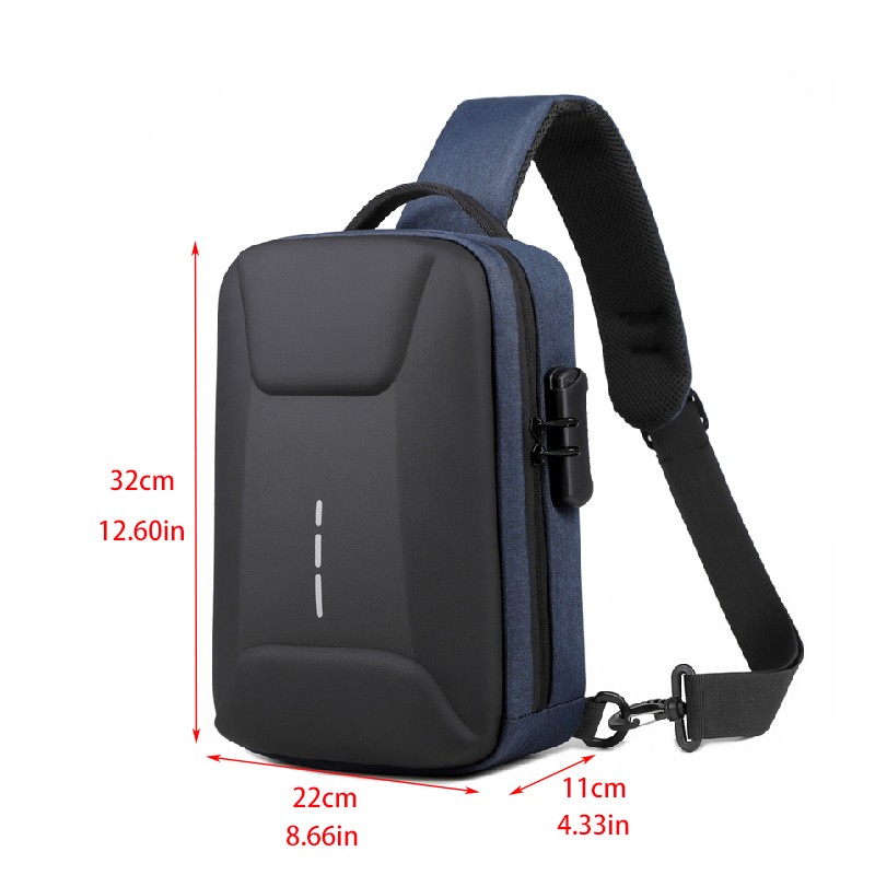 Anti-theft Combination Lock Chest Packs With USB Charging Port Fashion Business