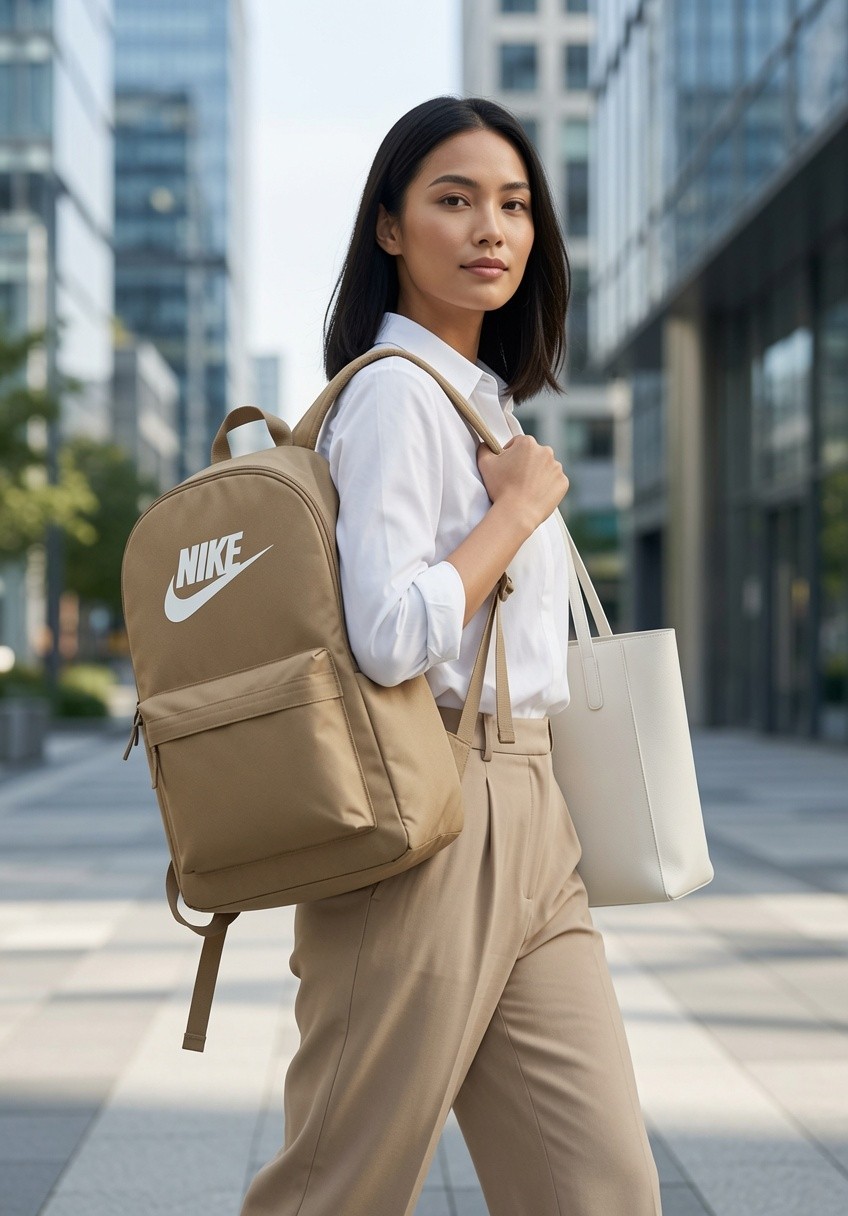 BEIGE / SUMMIT WHITE NIKE HERITAGE PARACHUTE BACKPACK