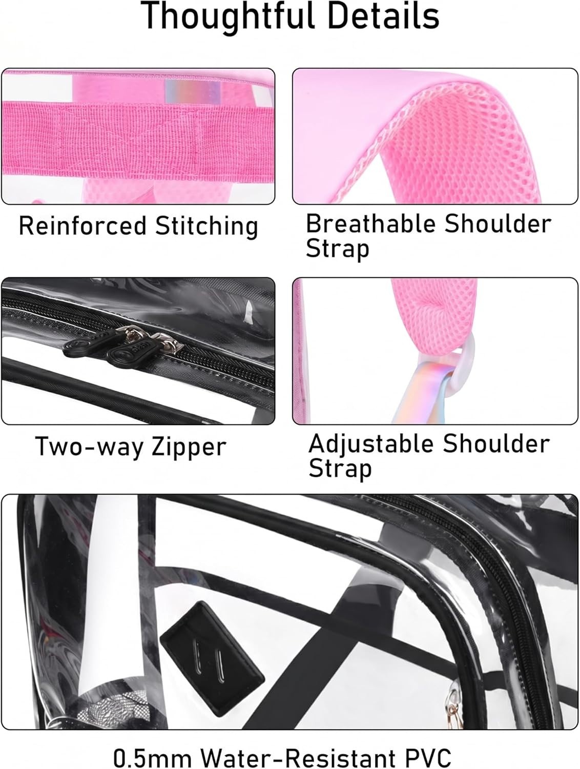 Clear Backpack for School, 16.5 Inch Large Heavy Duty Transparent Backpacks Stad
