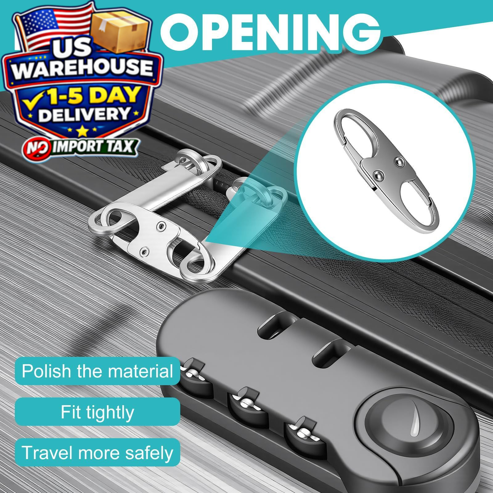8 Pcs Anti-Theft Carabiner Clip Double Zipper Pull Zinc Alloy Backpack Clip