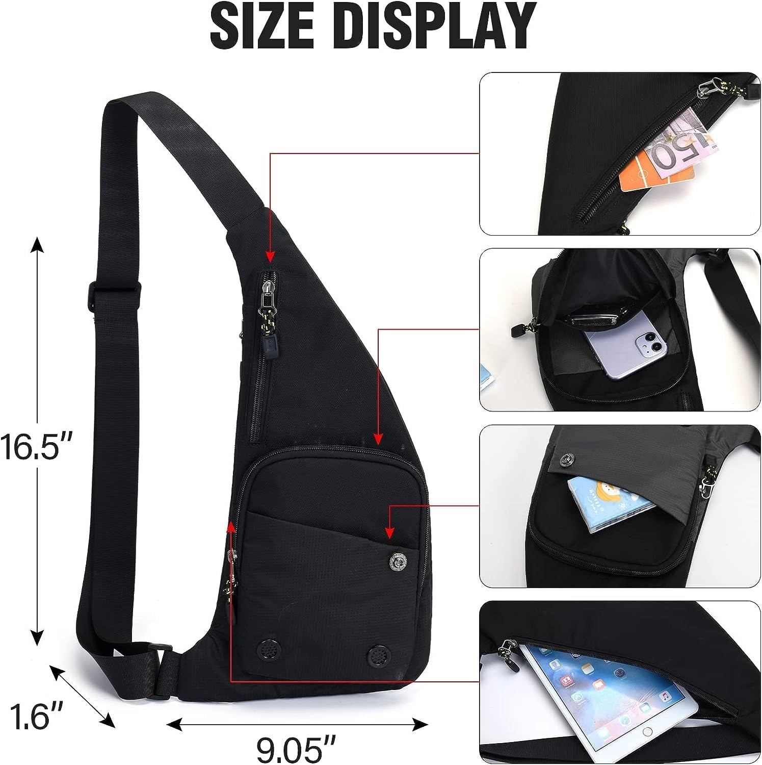 Small Sling Bag For Men Waterproof Crossbody Bag Man Purse Slim Chest Backpac…