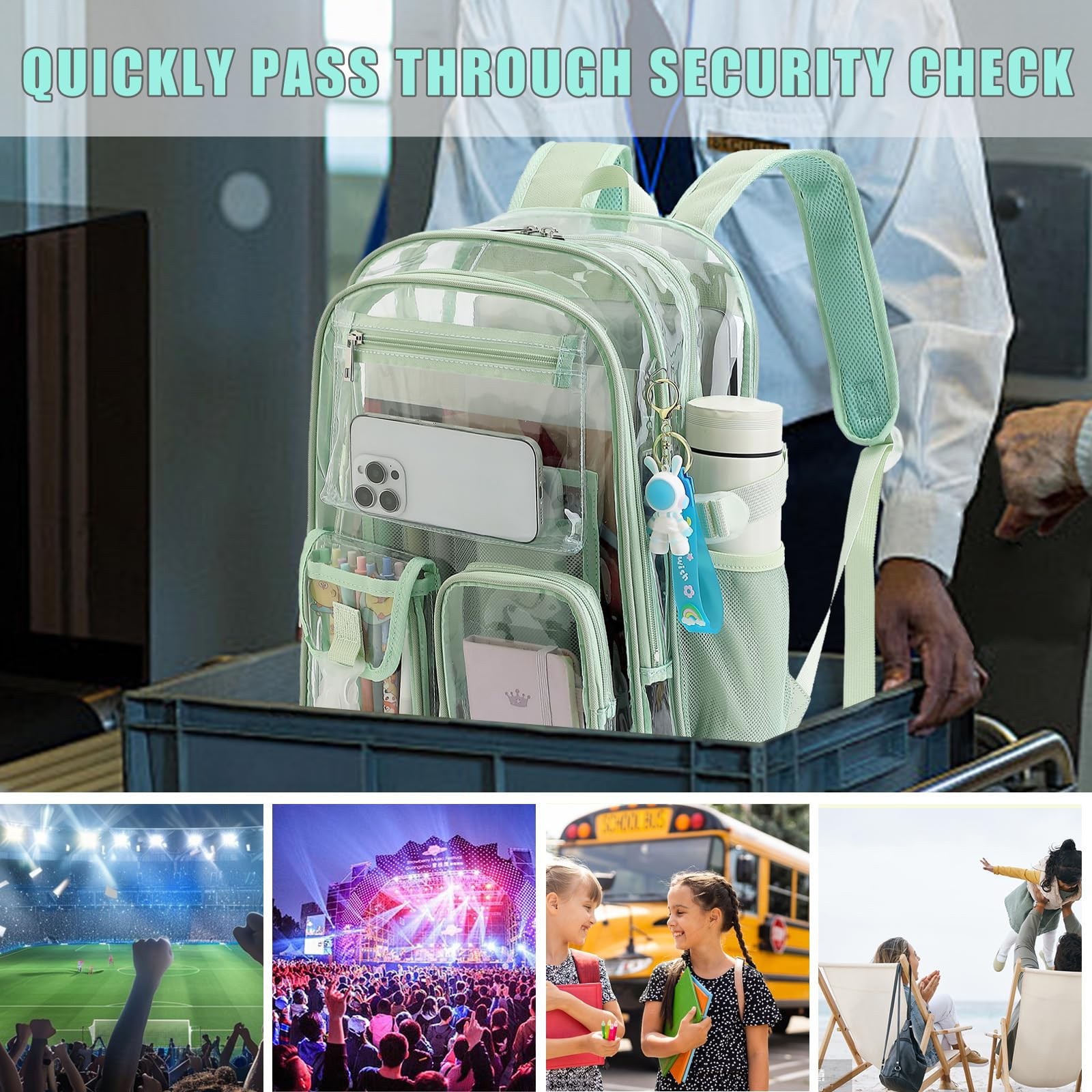 Clear Backpack 11.8×16.5×6.3″ Heavy Duty Transparent Stadium Approved – Quick
