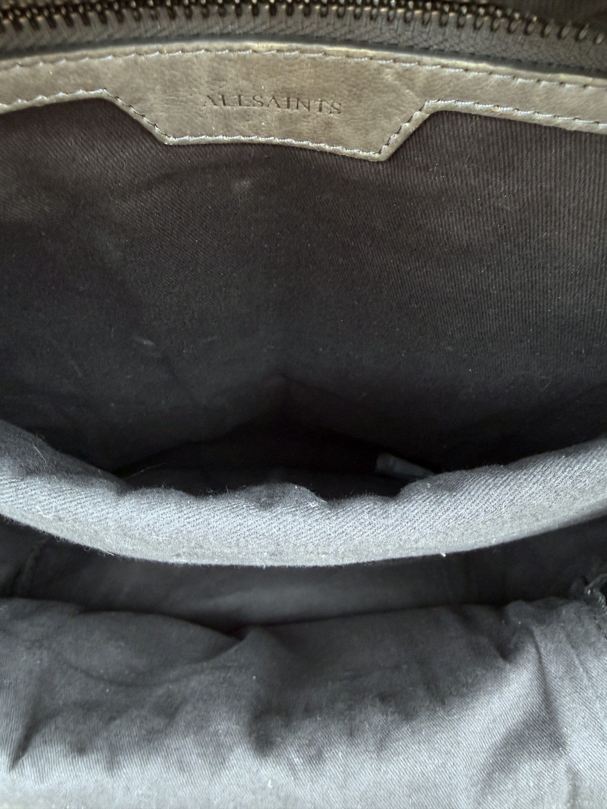 AllSaints ARENA Leather Backpack Bag Grey Brown Mens Ladies Unisex Rucksack