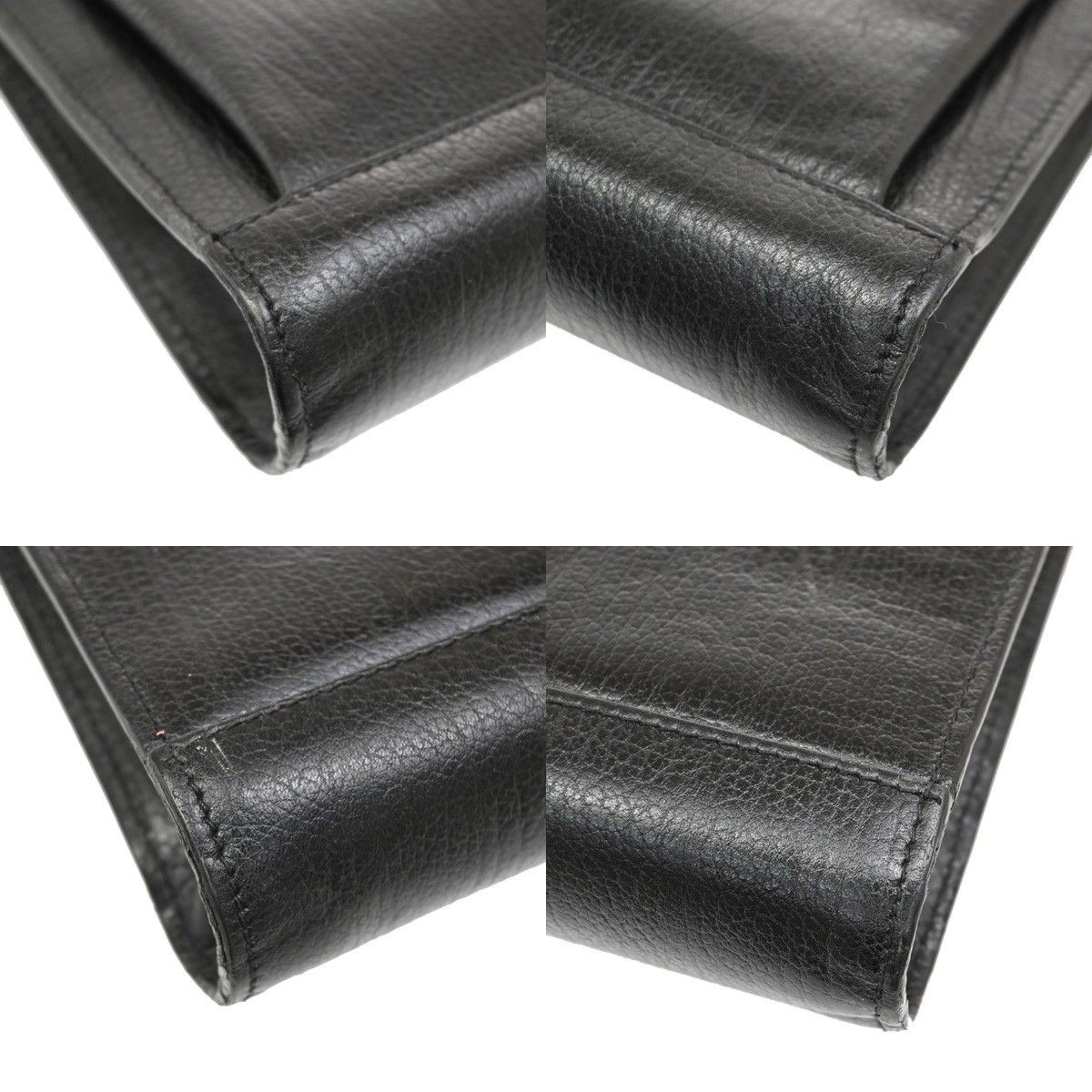 BALLY Business Bag Handbag Black Leather Classic Elegant Vintage 27x40x4cm