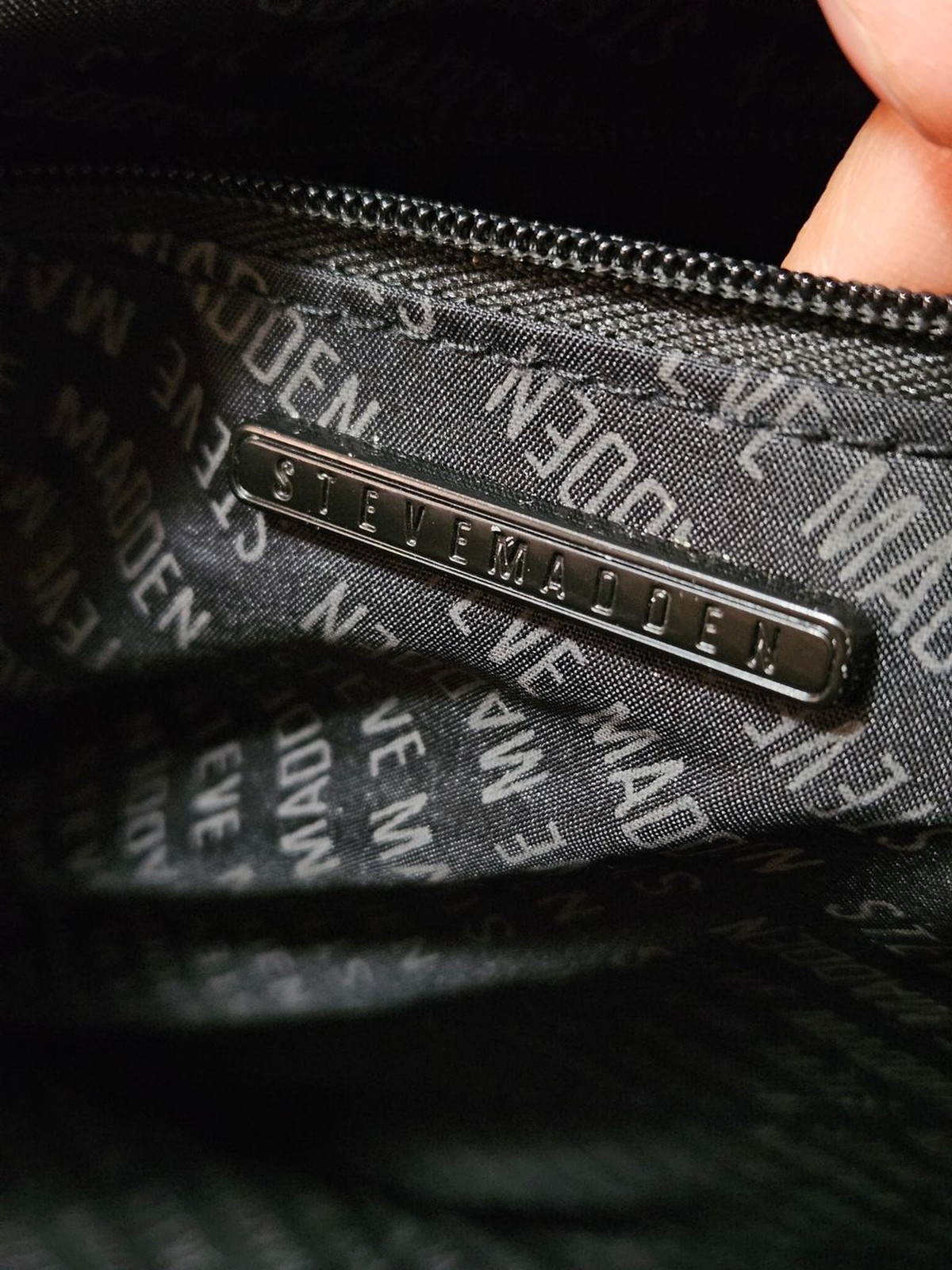 Steve Madden Black Logo-Print Backpack Padded Straps