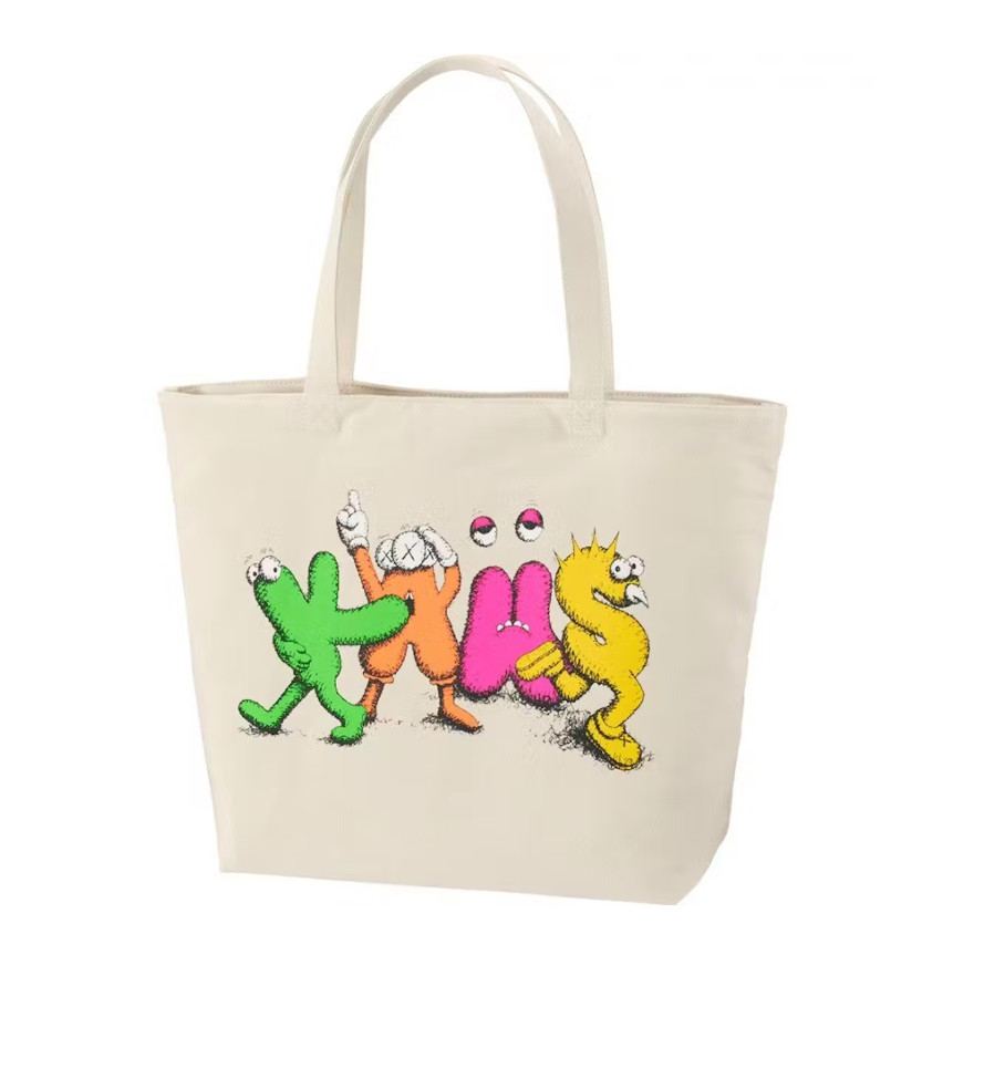 BRAND NEW KAWS x Uniqlo Logo Tote Bag Beige 2016 – ONE SIZE – WITH TAGS