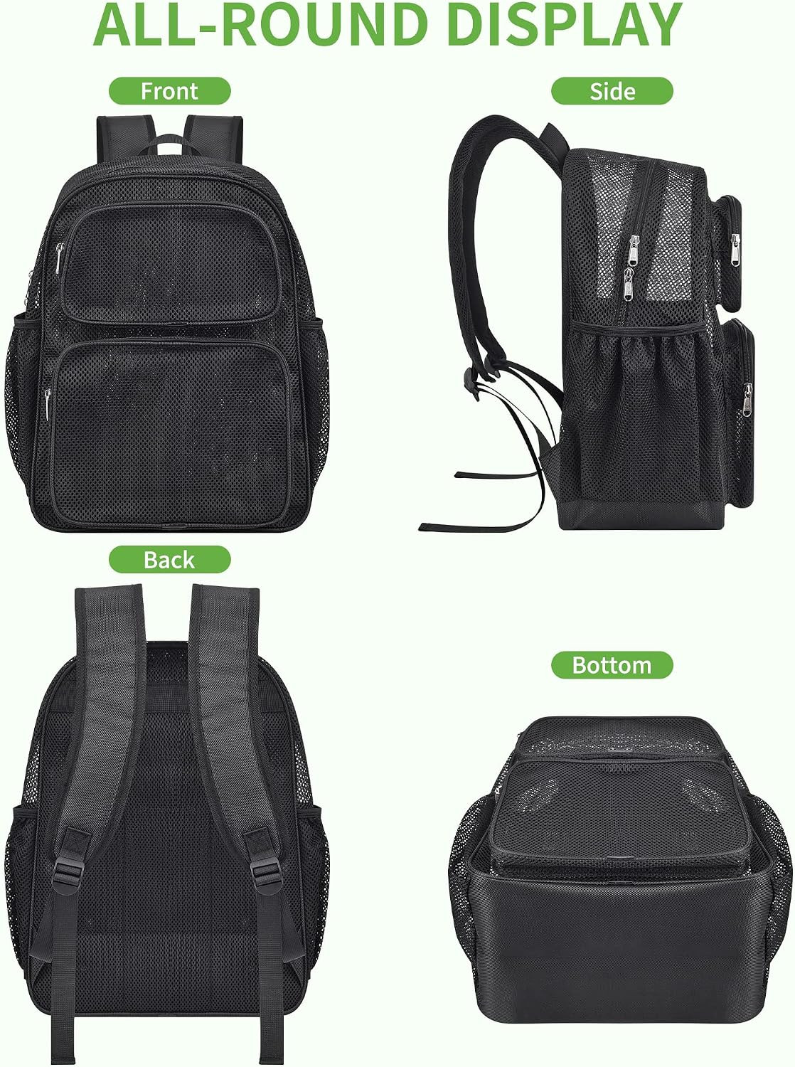 Mesh Backpack Heavy Duty Big Mesh Bag Large Capacity for Travel Beach Hiking Out