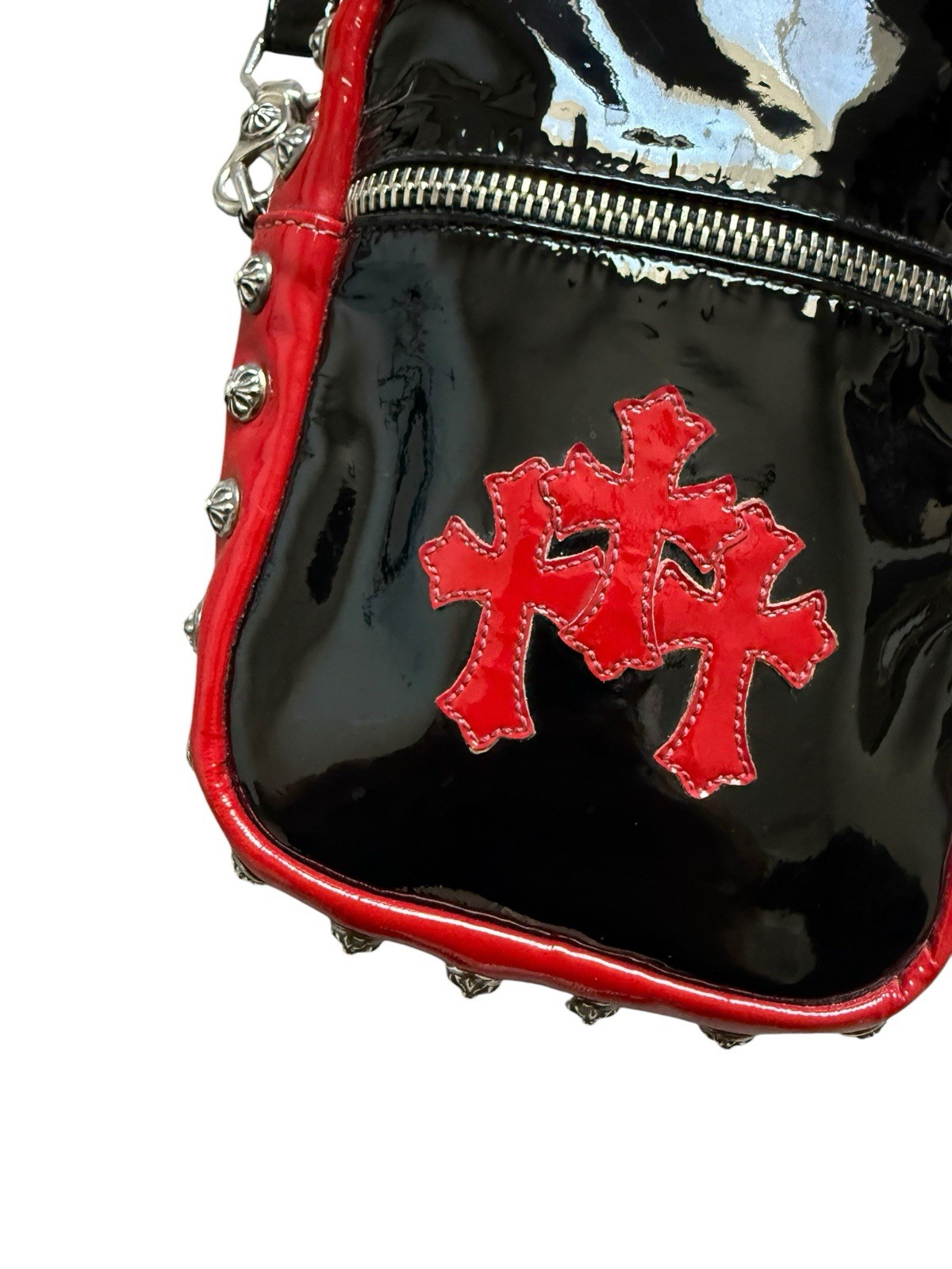 CHROME HEARTS TAKA MINI MESSENGER SIDE BAG PATENT LEATHER TRIPLE CROSS