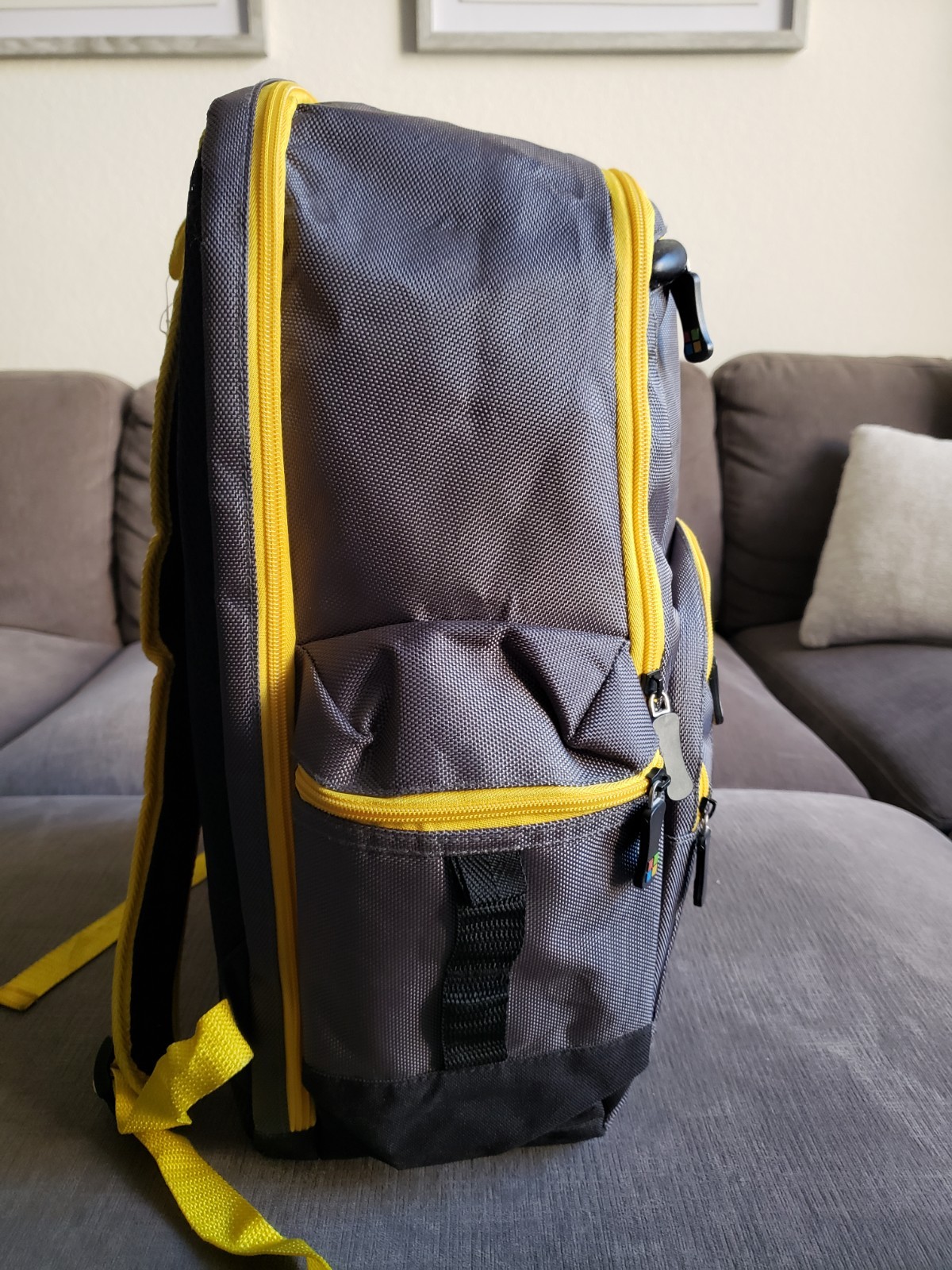 Vintage Microsoft Computer Laptop Backpack W/ Clip In Bag Grey Yellow READ DESC.