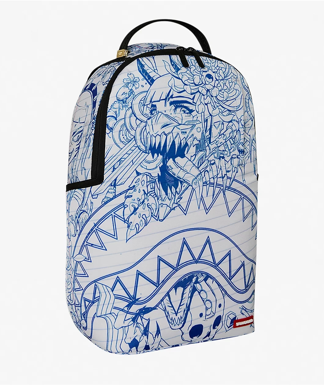 Sprayground Blue Ink Doodle Backpack🔥New Black Bookbag Large School Bag