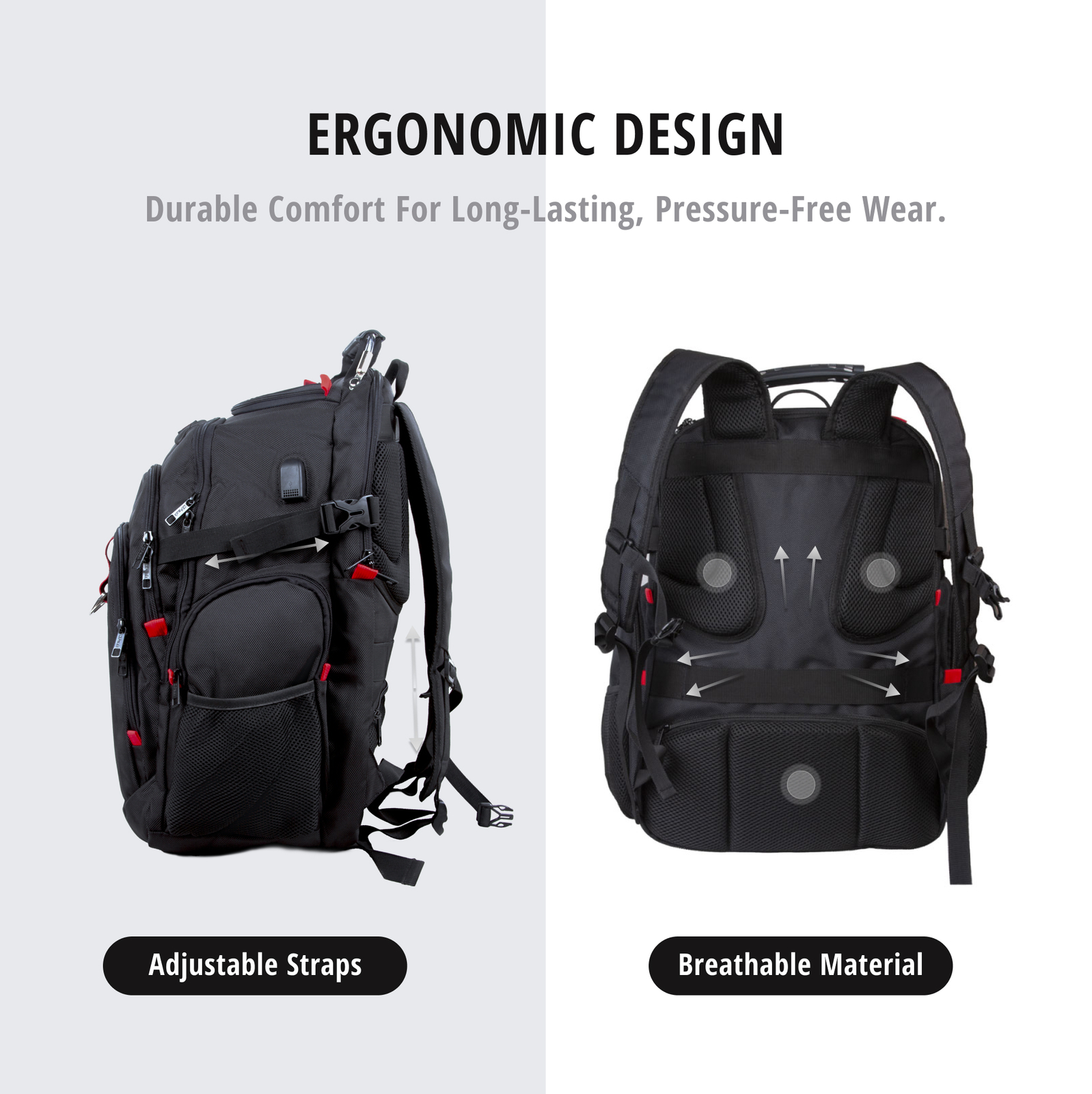45L Anti-theft Extra Large Backpack Business Travel 17” Laptop bag Waterproof