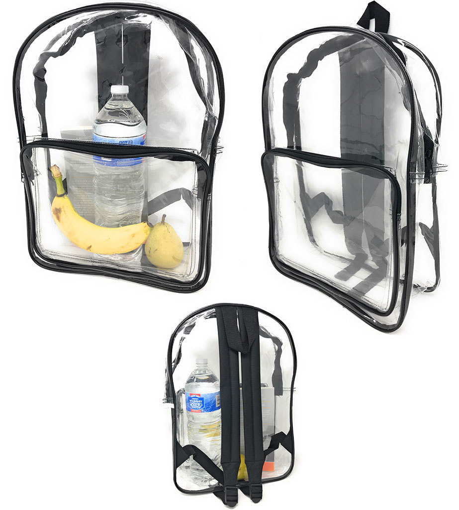 Clear Transparent Backpack Book Bag School Concerts Sports Stadium TSA Security