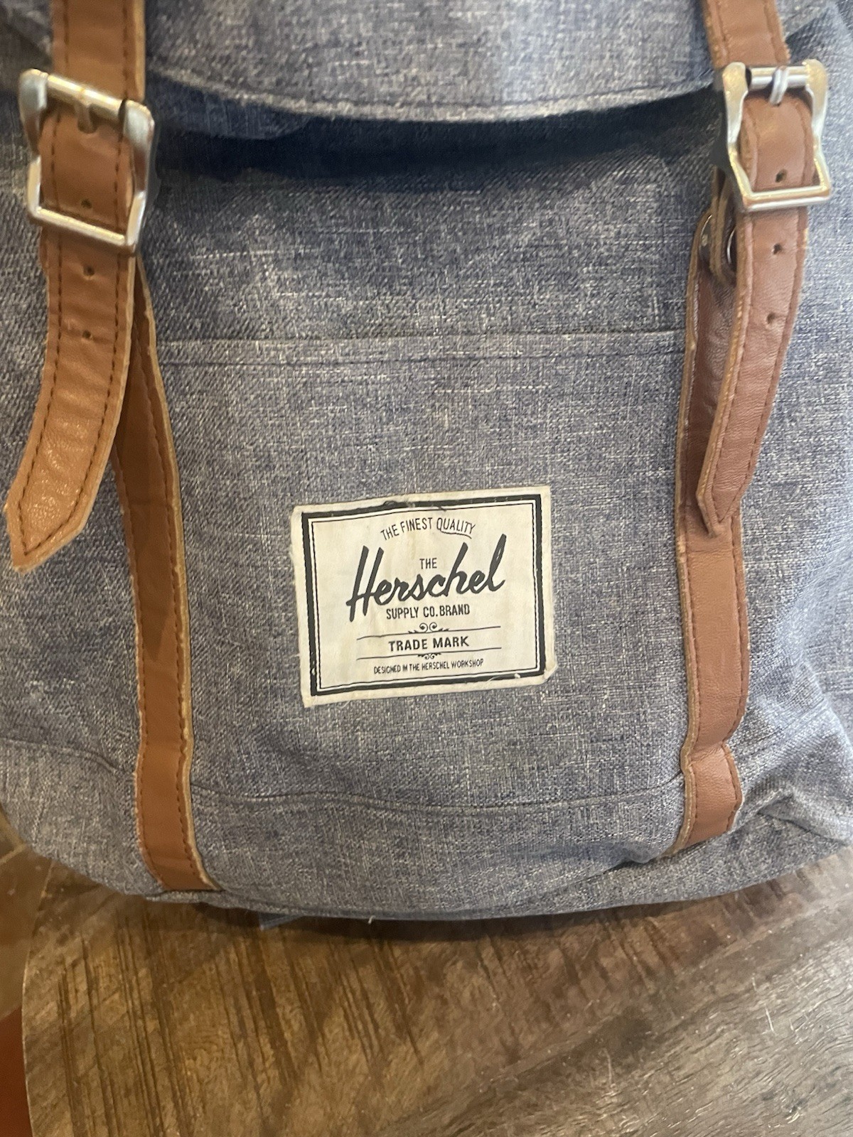 Herschel Supply Co. Retreat Backpack Laptop Blue Gray Fold Flap Snap Closure