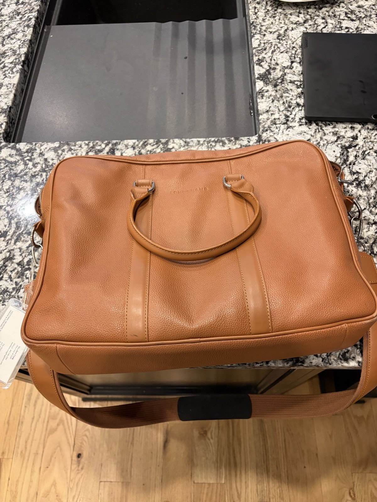 LE FOULONNÉ M BRIEFCASE CARAMEL BROWN LEATHER