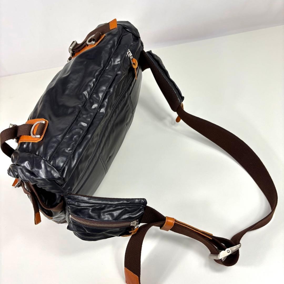 Master-Piece Black PVC Leather Shoulder Bag Men Unisex Travel Business