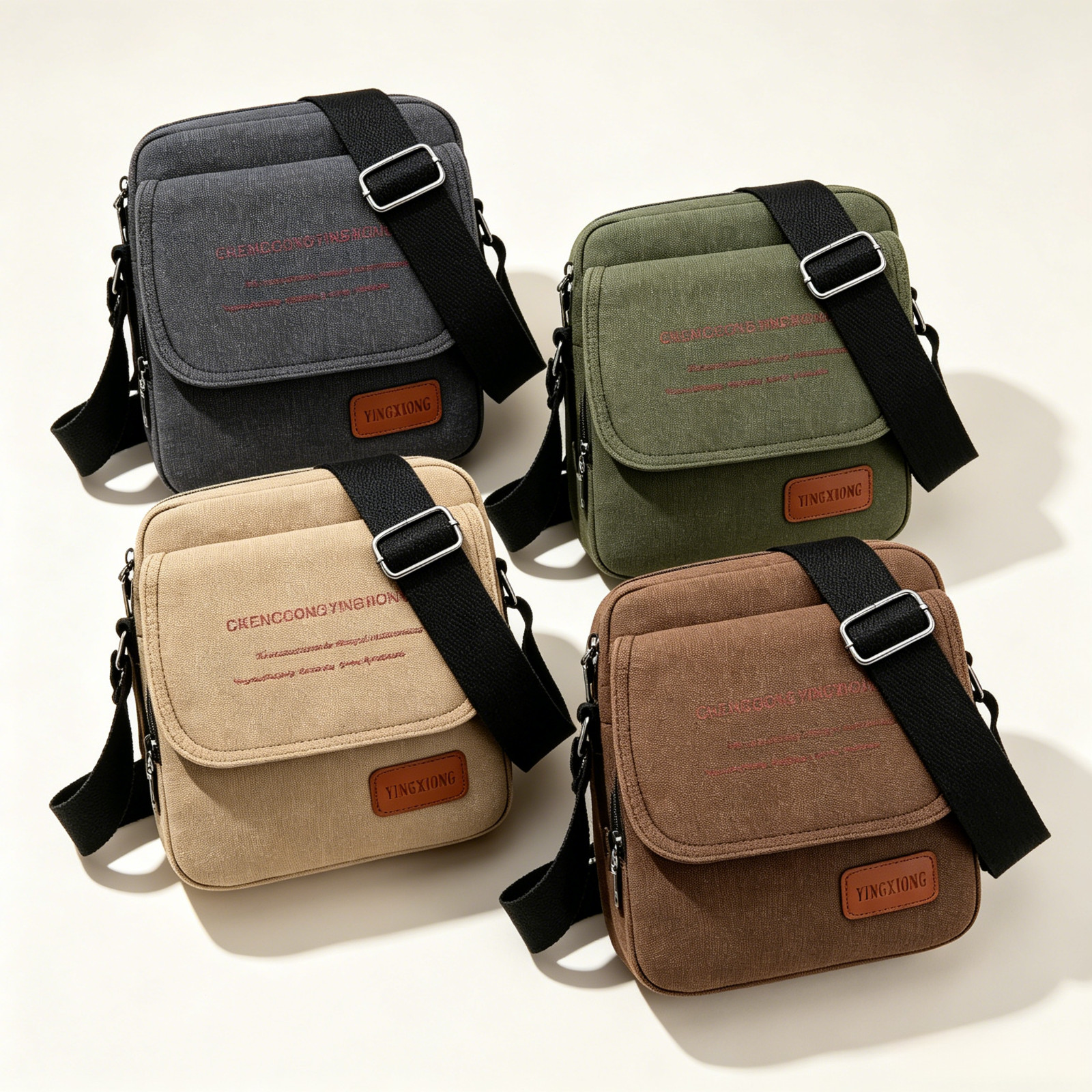 Vintage Canvas Messenger Bag for Men, Multi-Pocket Casual Shoulder Bag
