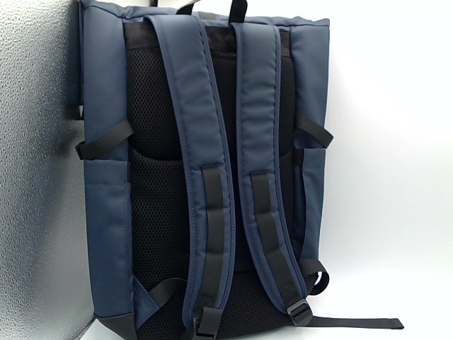 Orendo & Co Anti-Theft Speed Backpack Ultra Navy Nylon Roll Top Leather Trim