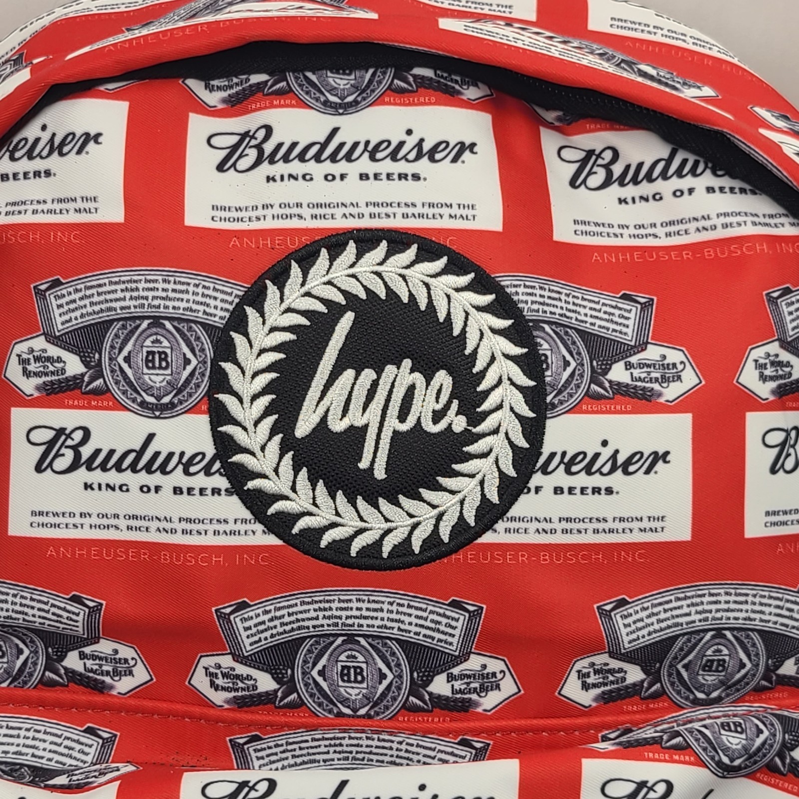 Hype X Budweiser Beer Collaboration Backpack w/ Bottle Opener All Over Print Red