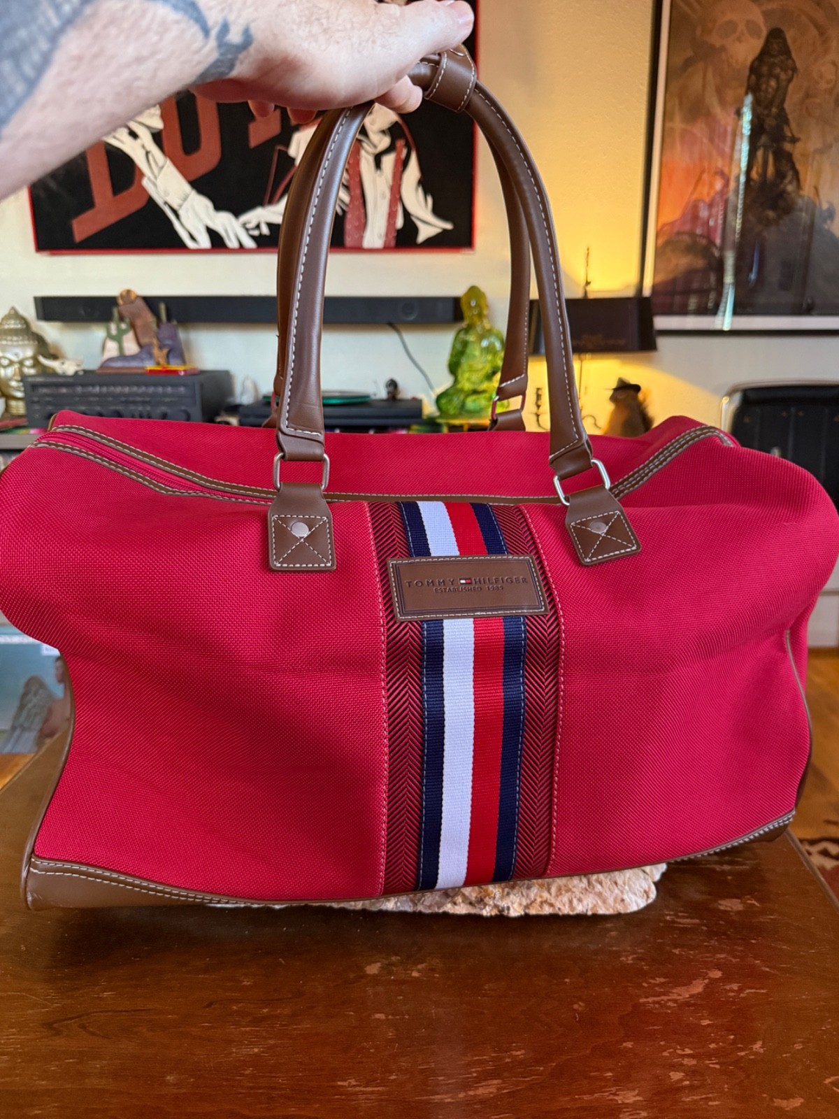 Tommy Hilfiger Logan Sport Duffel Canvas Red New Without Tags