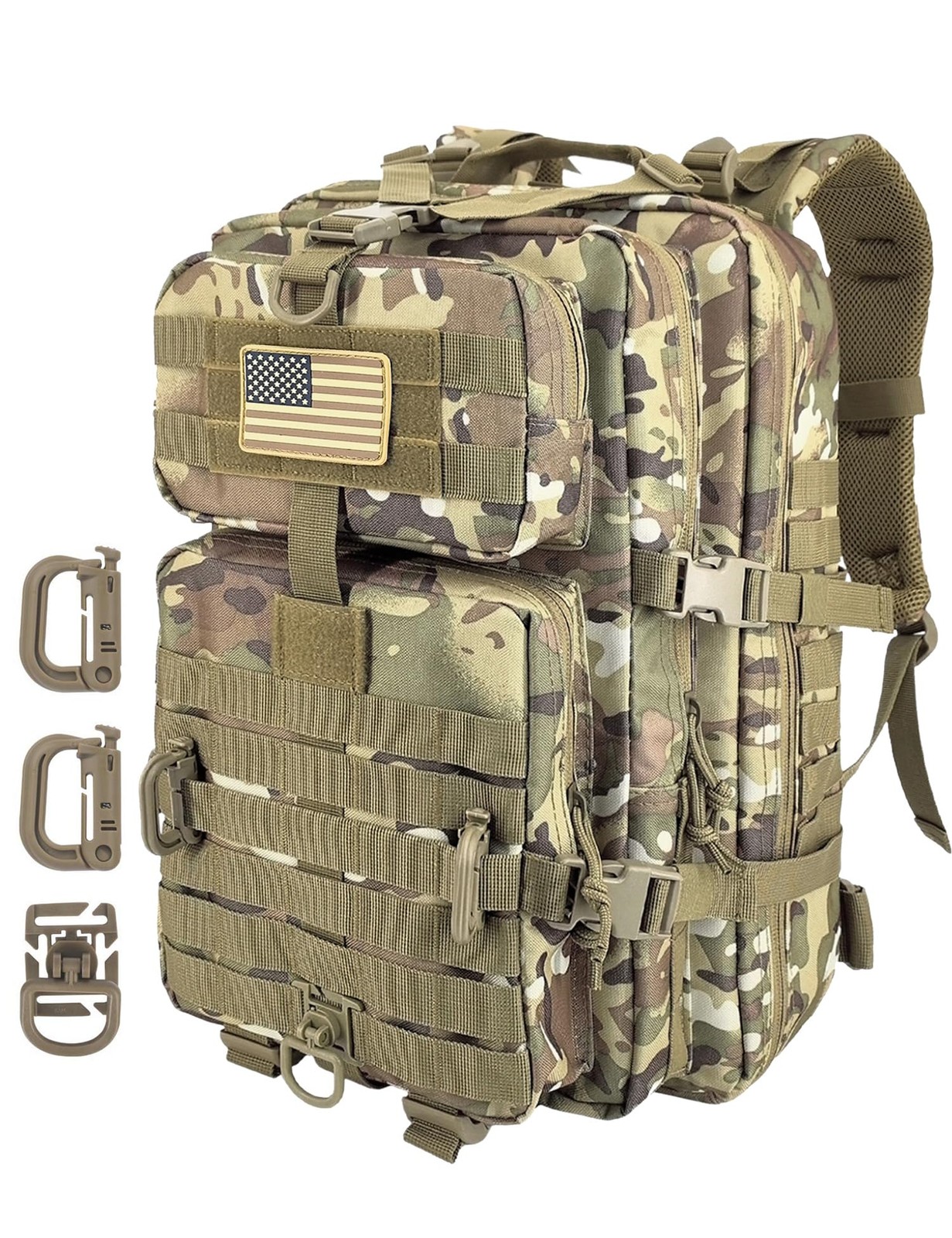 Mochila Tactica Militar Với Parche De Bandera Y Anillos Para Campamento Pro
