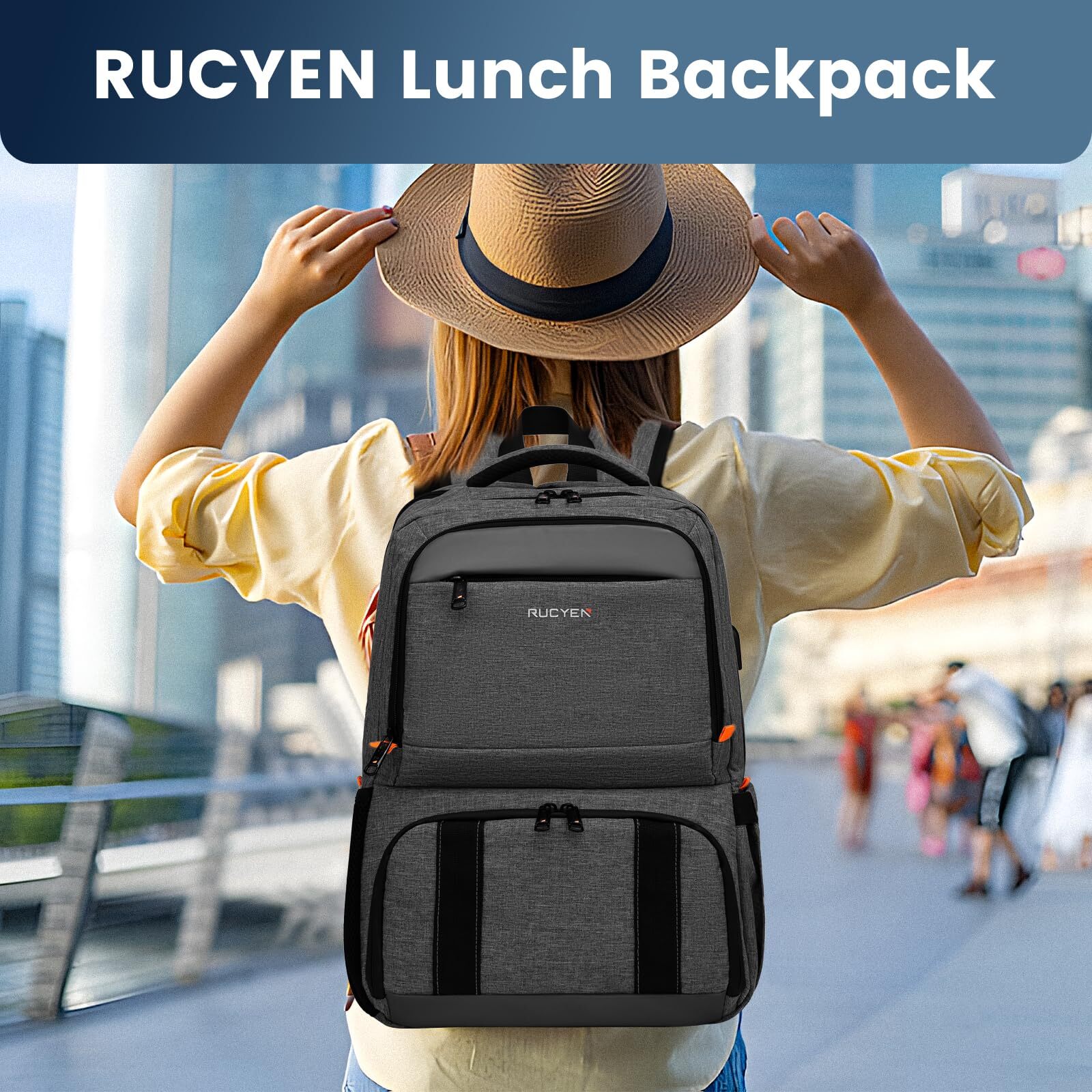 Lunch Backpack Insulated Cooler Backpack Lunch Box for Men Women 15.6 Inches