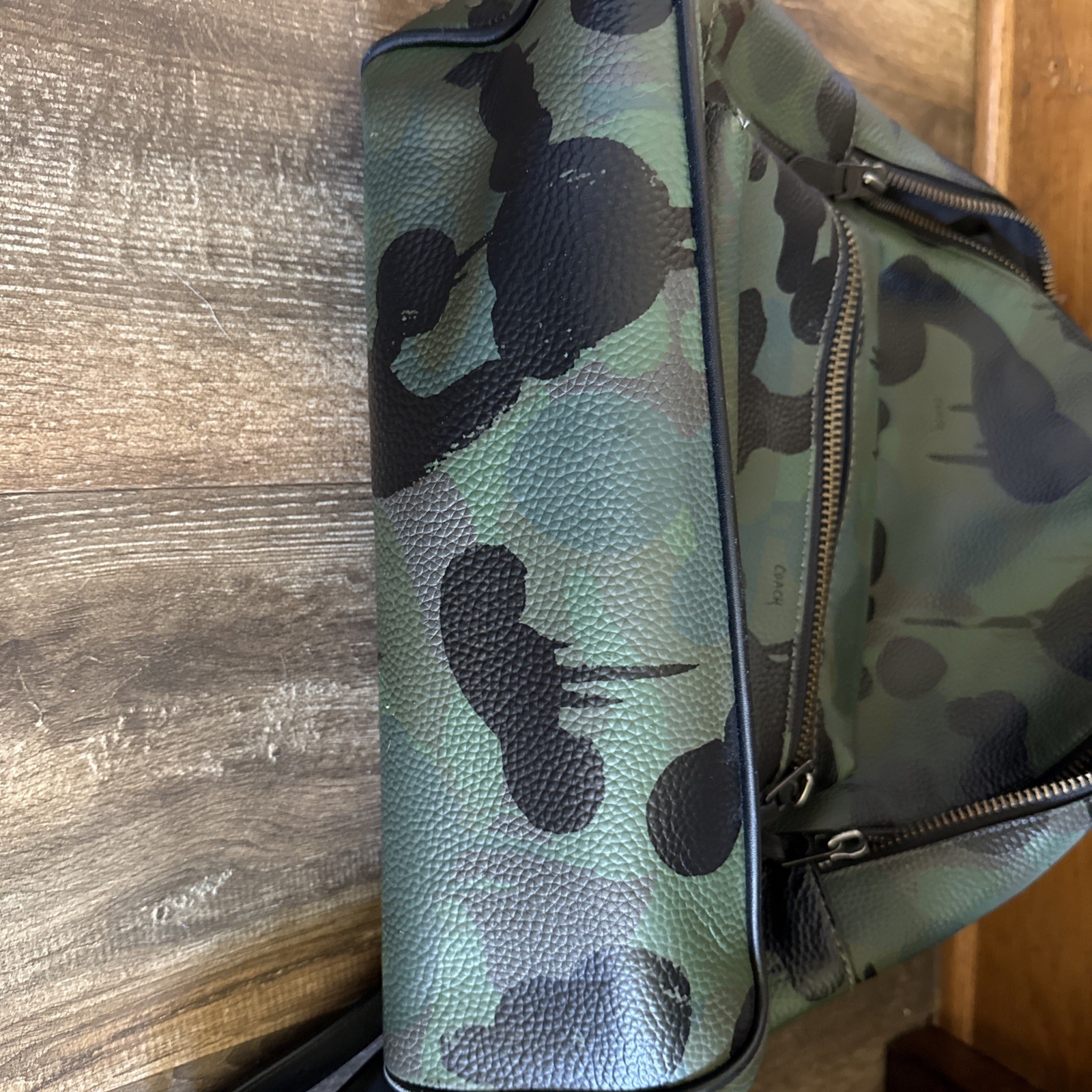 Coach Men’s “Wild Beast Drip Leopard” Print Camouflage Leather Large Backpack EC