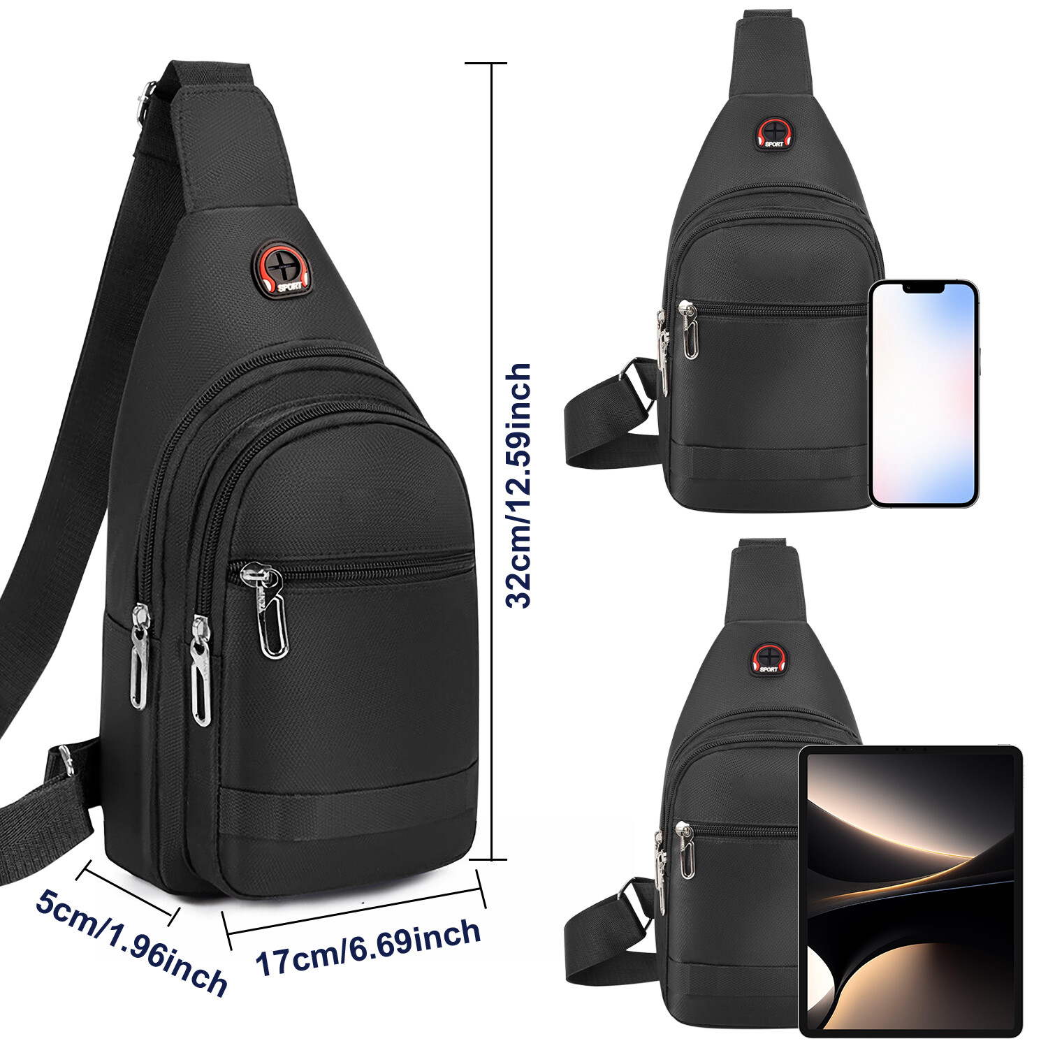 Waterproof Men Women Sling Bag Chest Cross Body Travel Sport Small Shoulder Bag