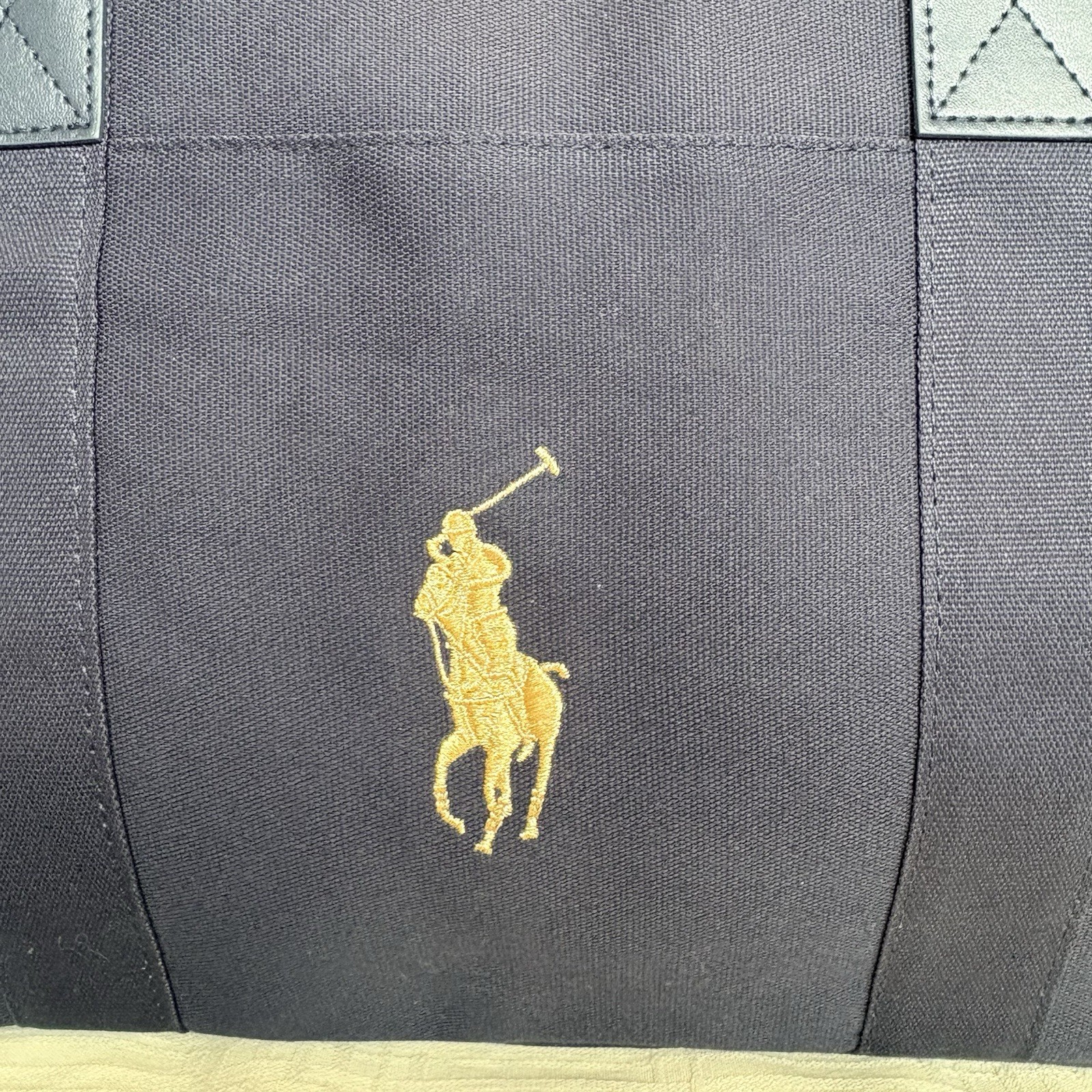 POLO RALPH LAUREN Weekend Duffel Bag Navy Blue Classic Gold Polo Pony Preppy NEW