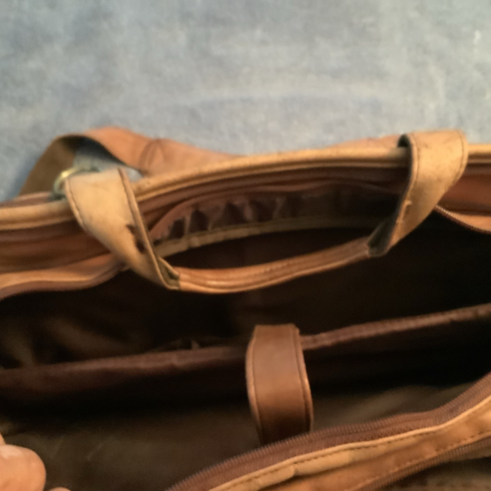 Leather Tech Organizer Soft Handmade Laptop Messenger Bag – Tan Heavy Duty
