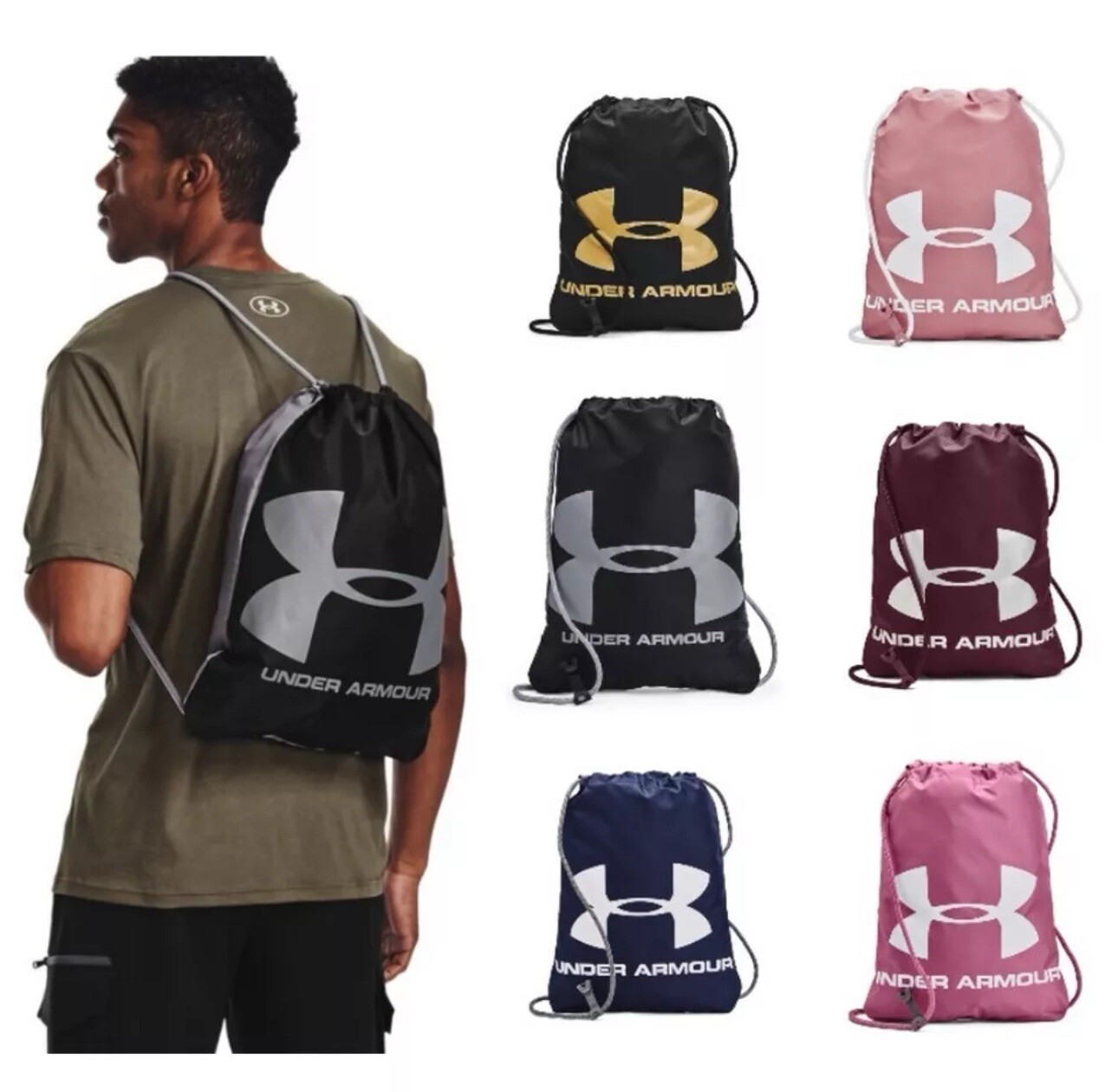 Under Armour 1240539 UA Ozsee Sackpack Drawstring Backpack Sack Pack Gym Bag NEW