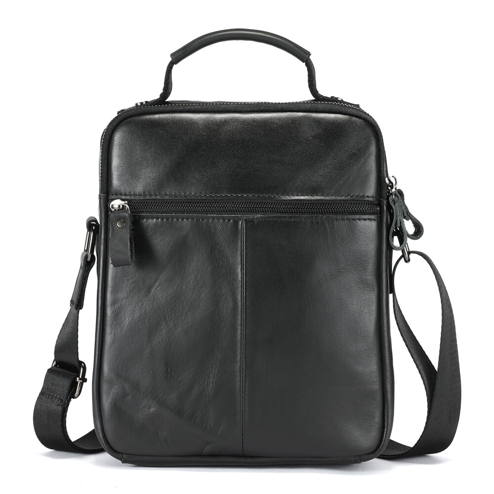 Men’s Genuine Leather Crossbody Bag Shoulder Messenger with Handle Multi-Pocket