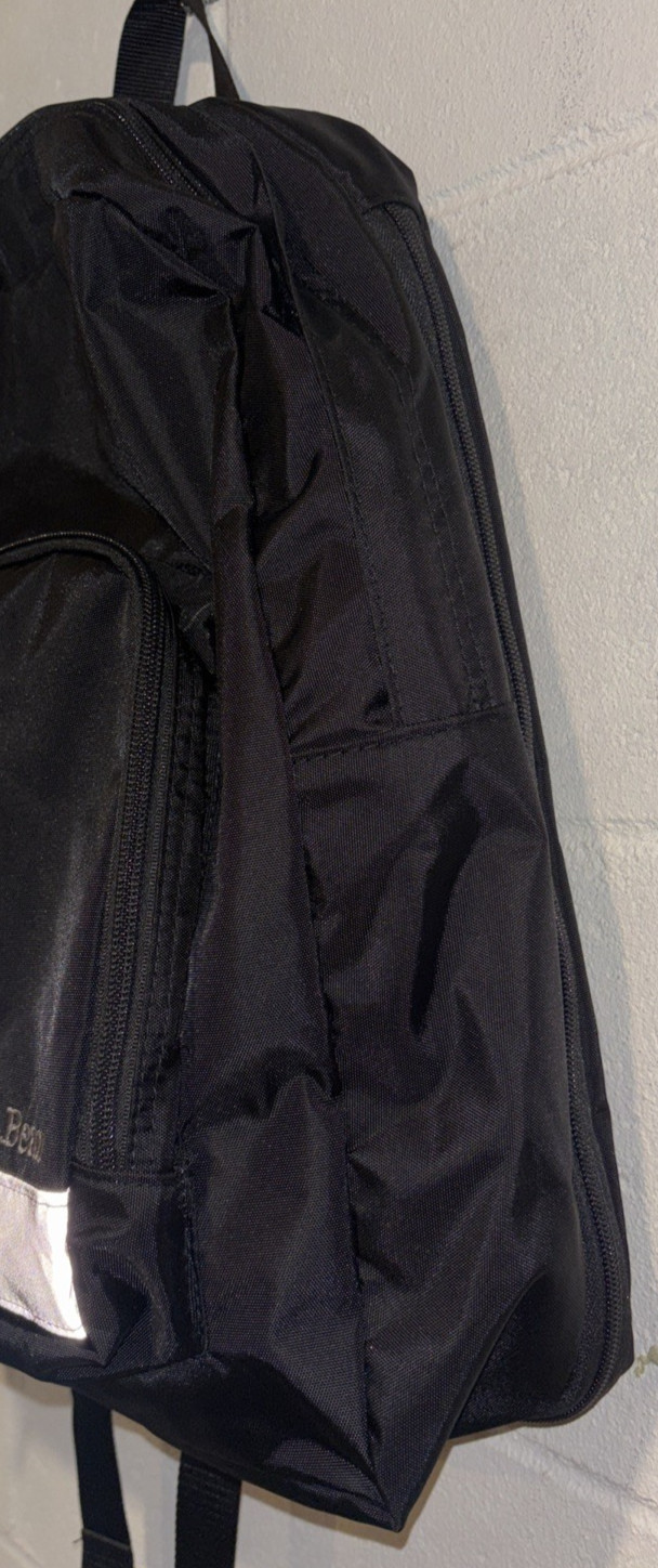 LL Bean Expandable Original Bookbag School Bag Black Reflective Backpack NWT