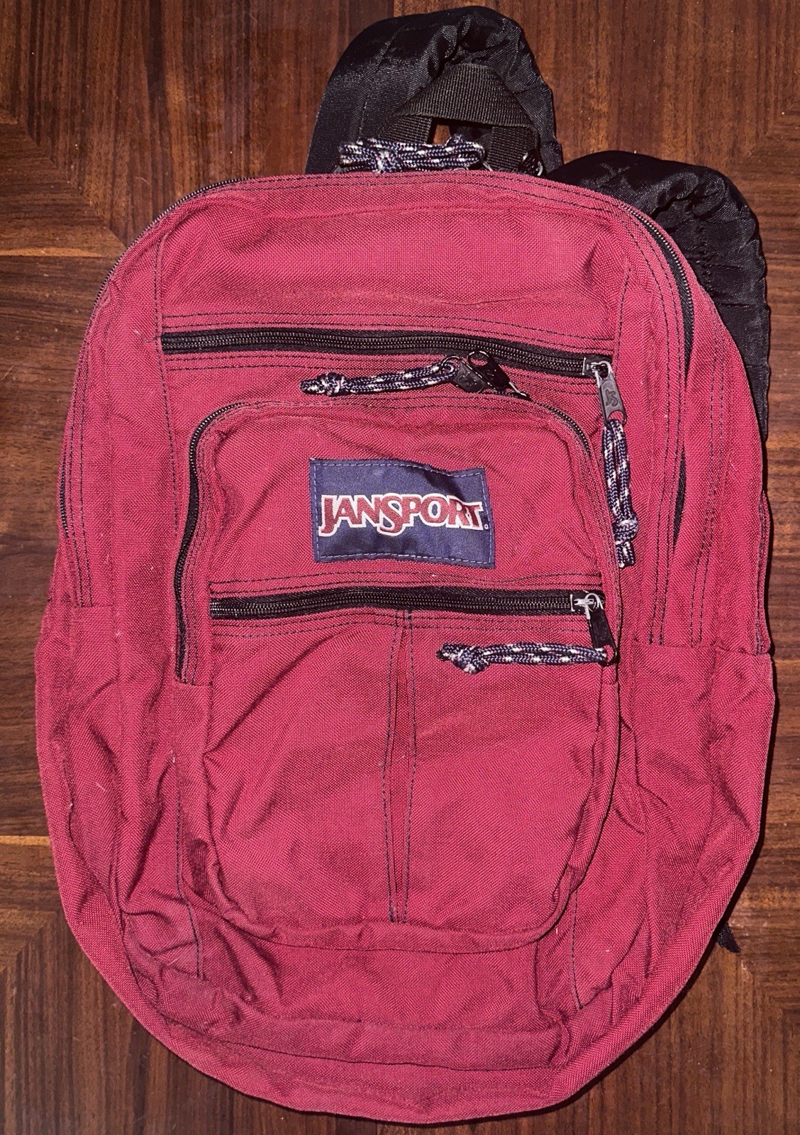 Vtg 90s Jansport Backpack Red Nylon Multiple Pockets School Book Bag