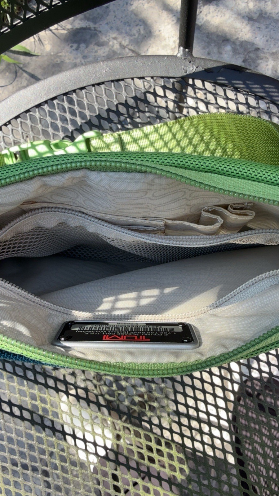 Vintage Retro TUMI T-Tech Sheriff Model Waist Bag Fanny Pack Green Blue