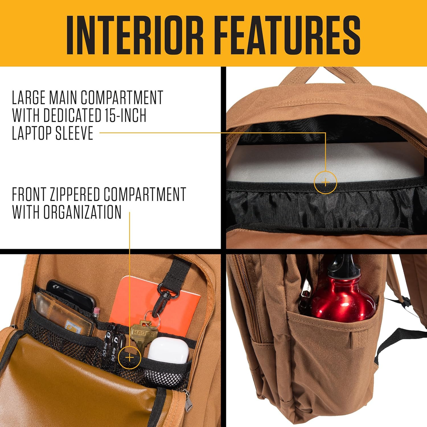 25L Classic Laptop Backpack, Durable Water-Resistant Pack W/ 15″ Laptop Sleeve a