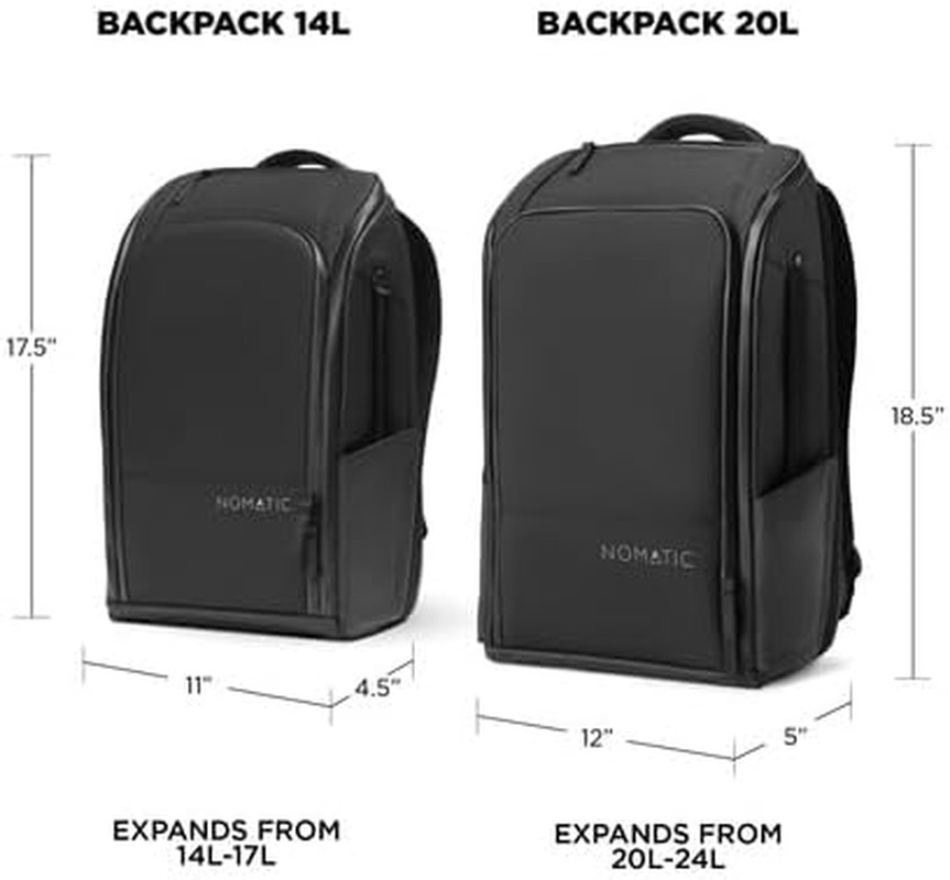 20L Water-Resistant Black Laptop Backpack for Travel & Business Unisex