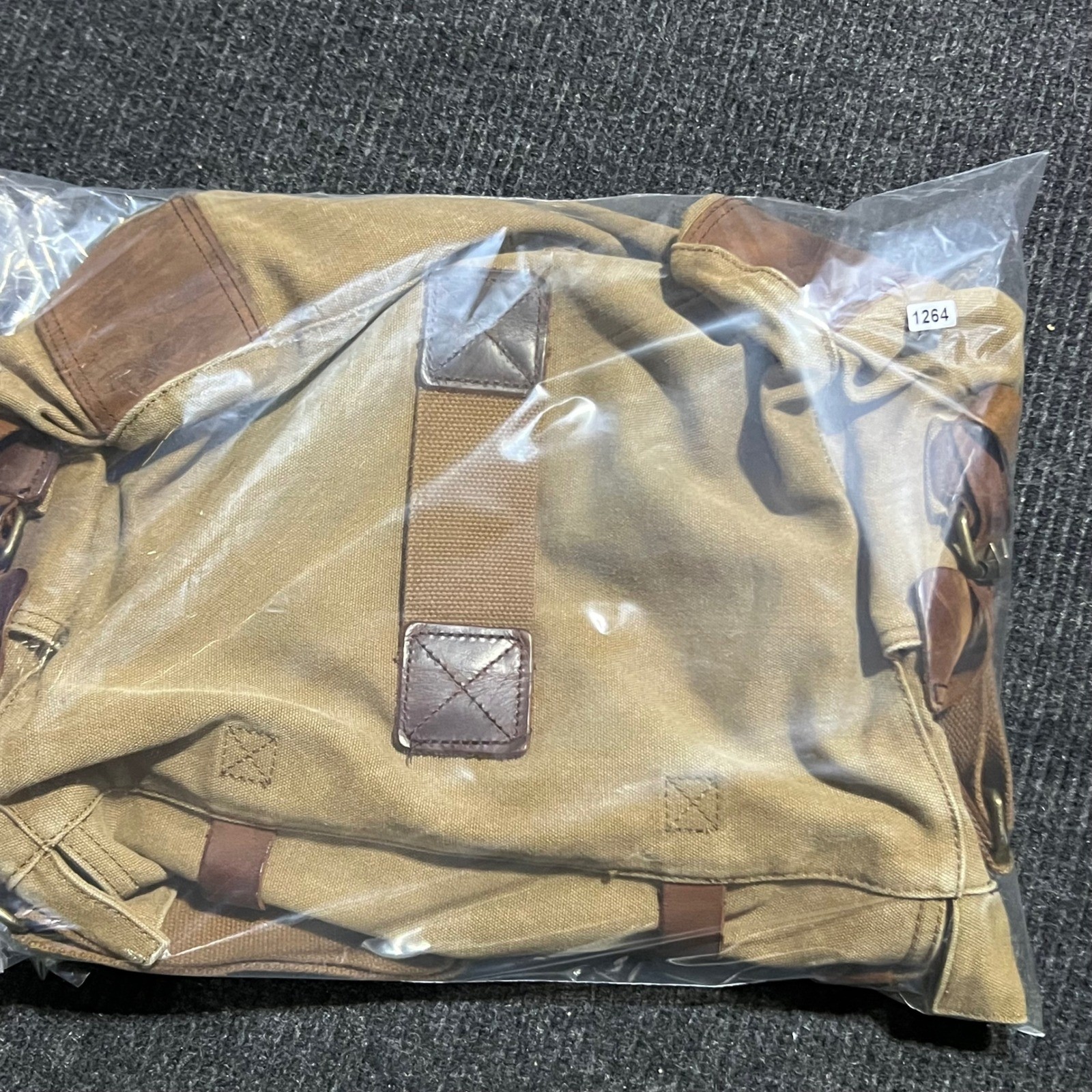 SC Cotton Messenger Bag Mens Large Tan Canvas Leather Trim Tactical Satchel