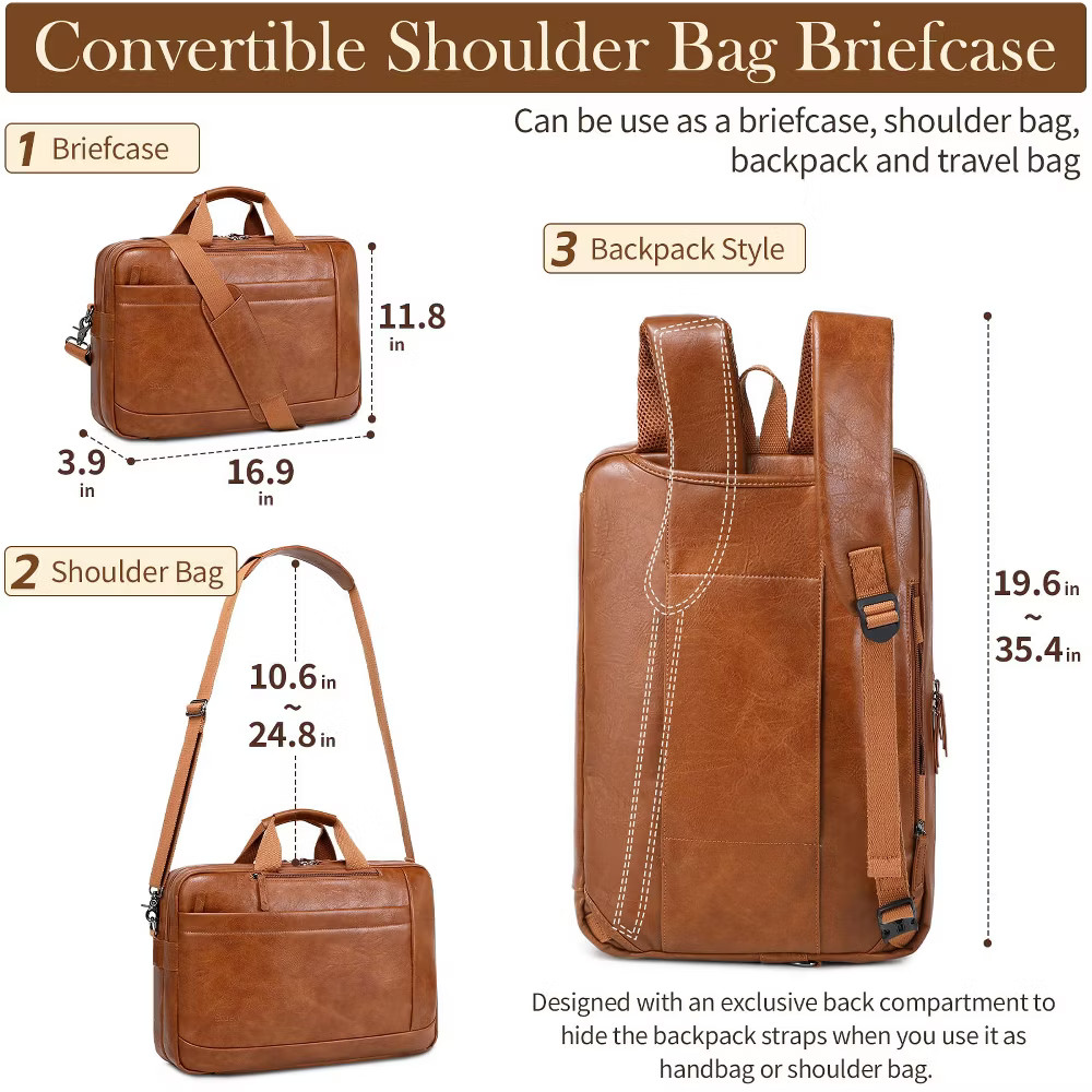 Faux Leather Messenger Bag for Men | 17 Inch Leather Mens Laptop