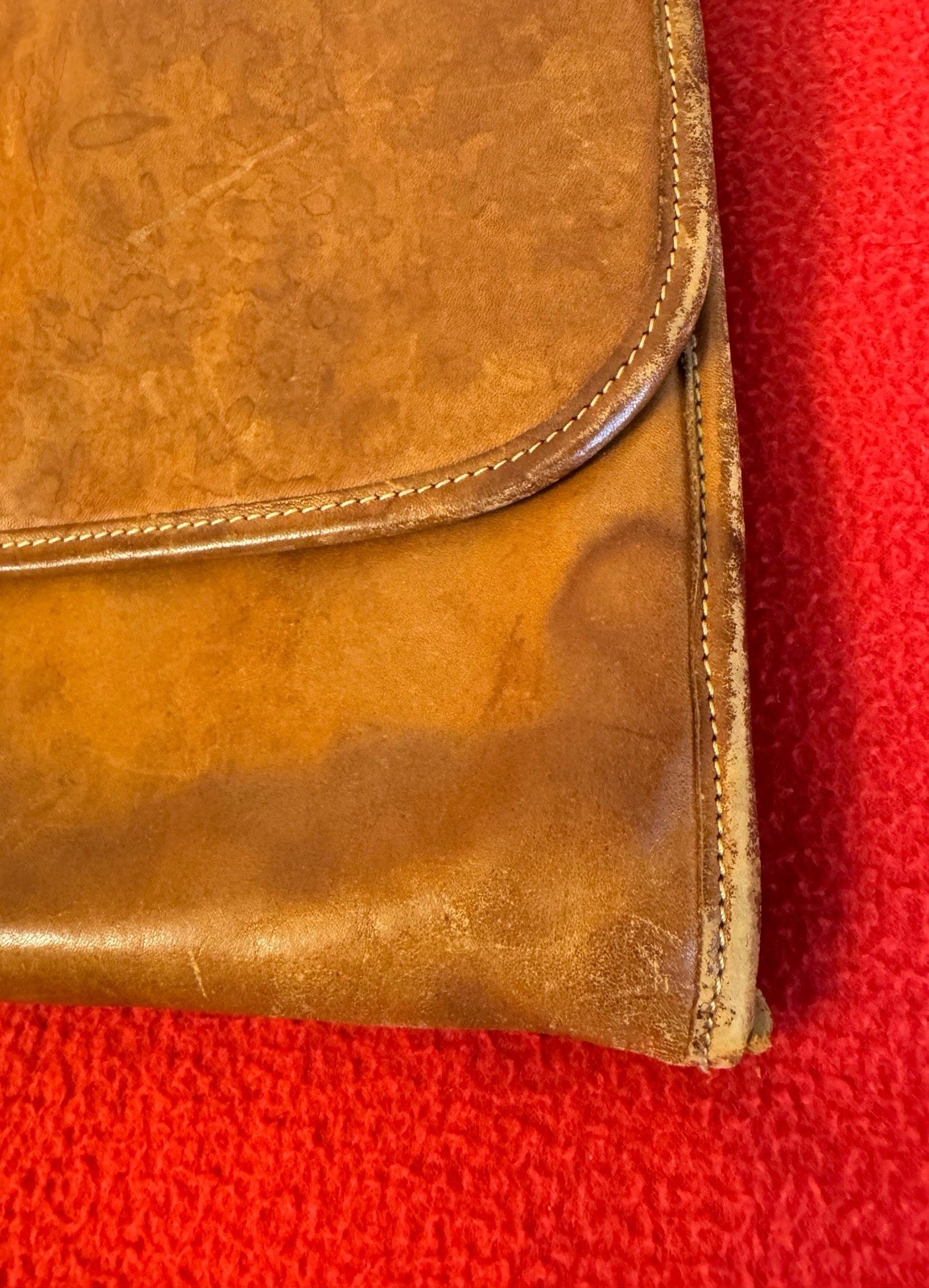 Il Bisonte W/5 Compartment Clutch Messenger Tan Leather Bag Italy Made Vintage